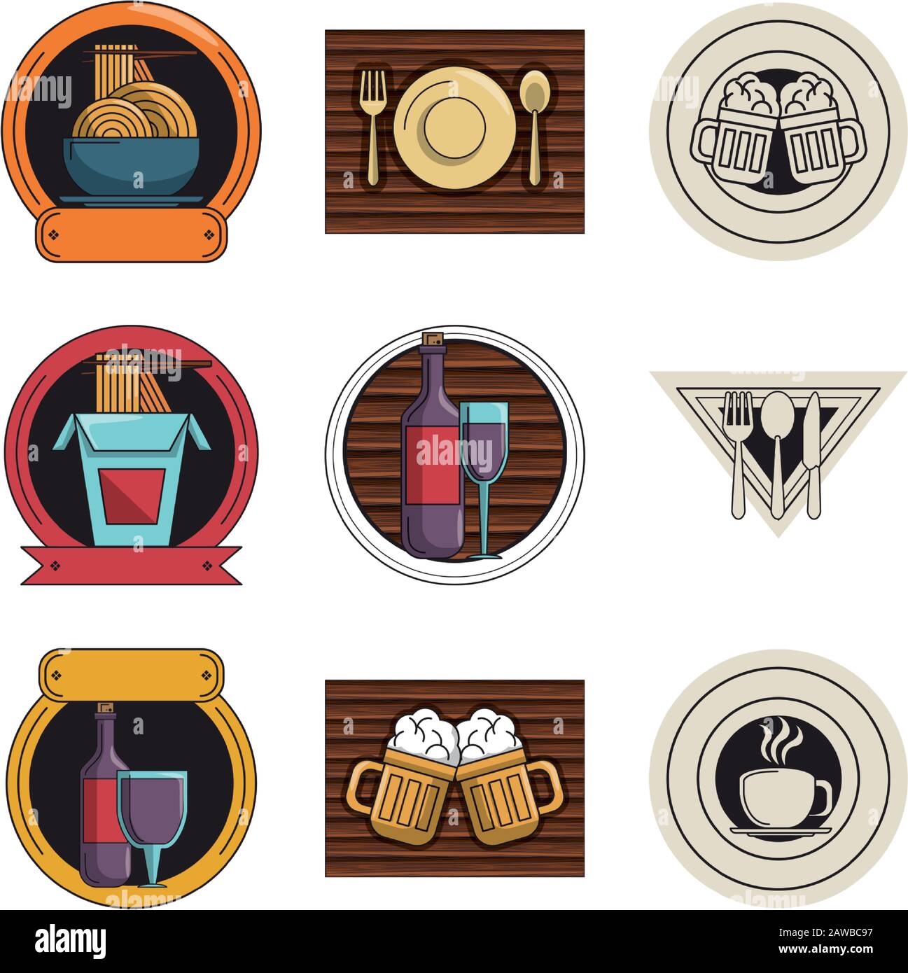 bundle of restaurant set icons Stock Vector Image & Art - Alamy