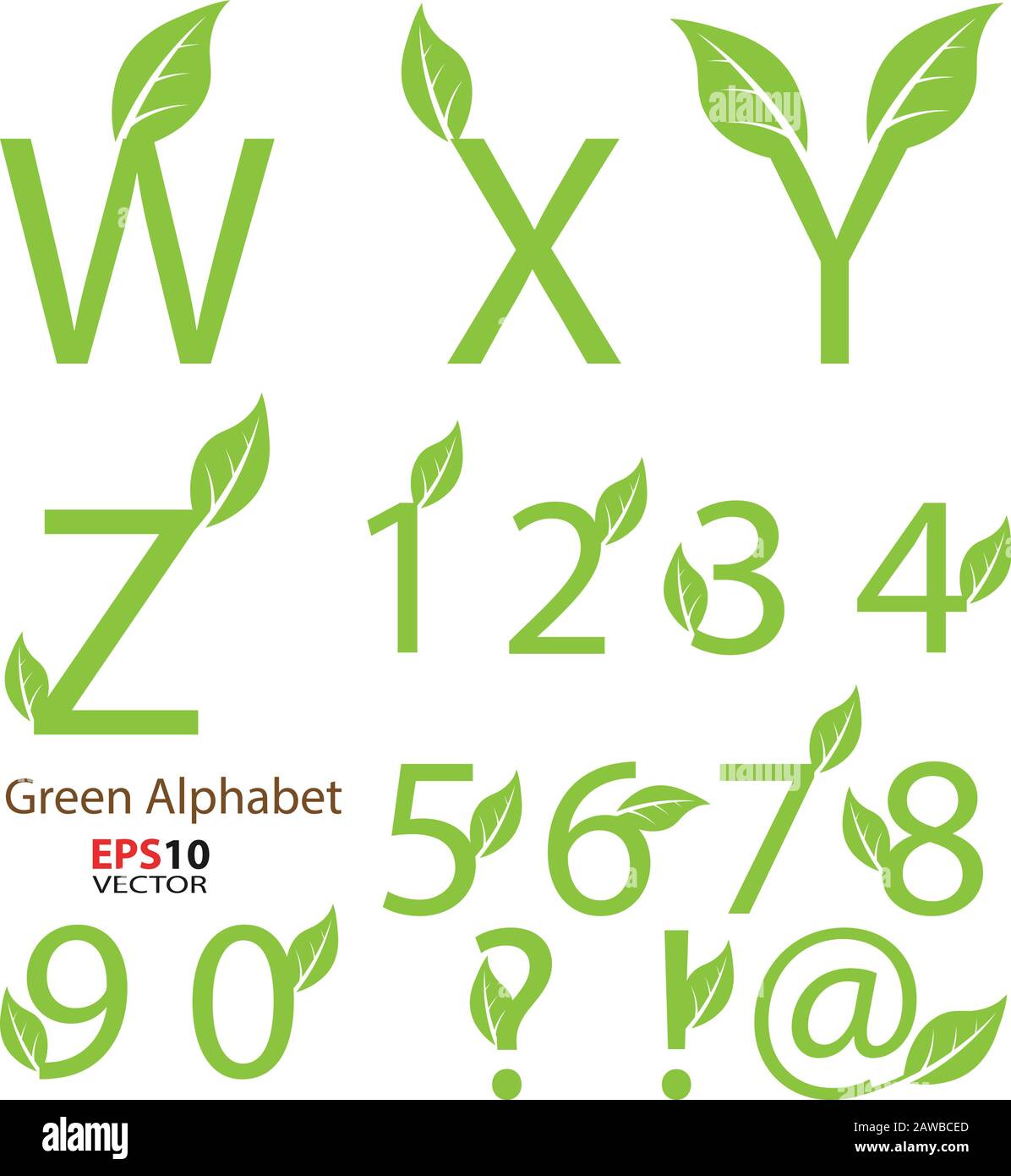 Creative design of eco-related decorative alphabet for multipurpose use Stock Vector