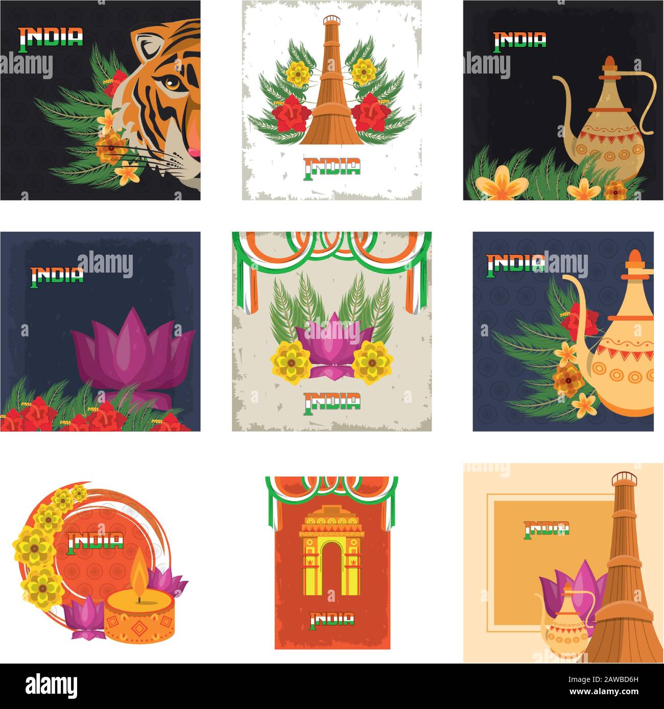 bundle of india set icons Stock Vector Image & Art - Alamy