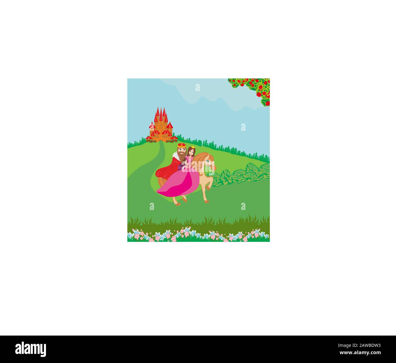 King and queen infront of palace Stock Vector Image & Art - Alamy