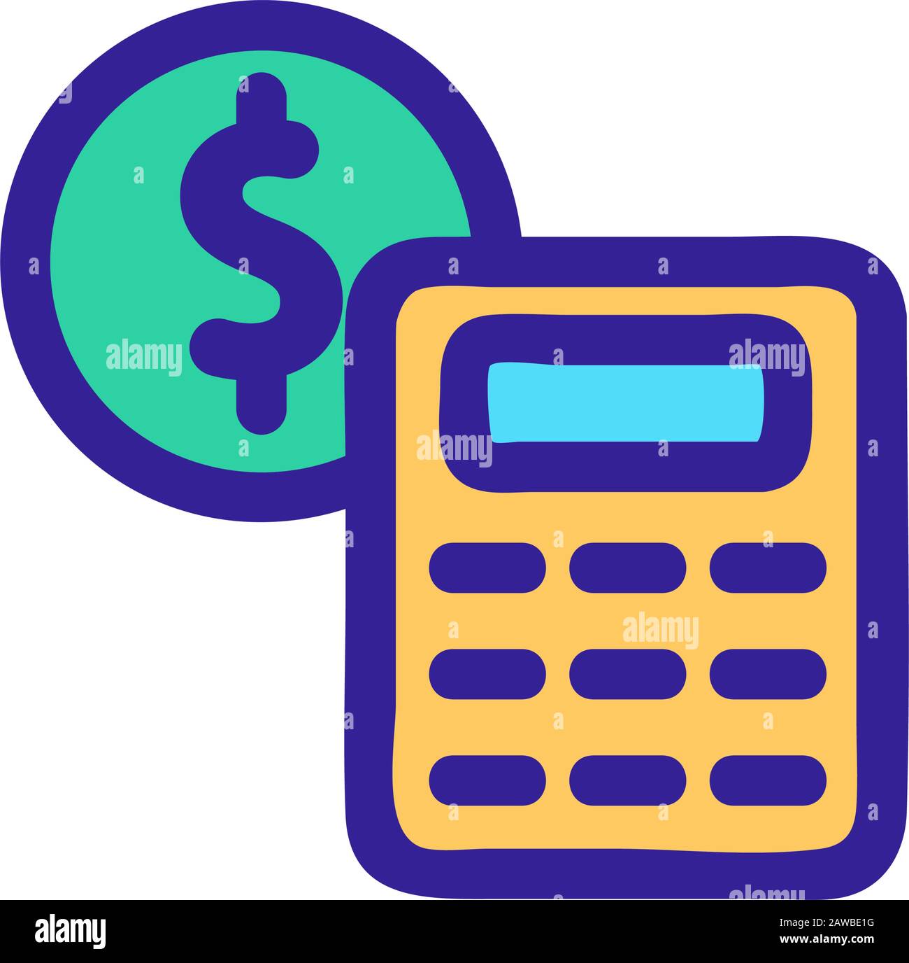 Dollar Calculator is an icon vector. Isolated contour symbol ...