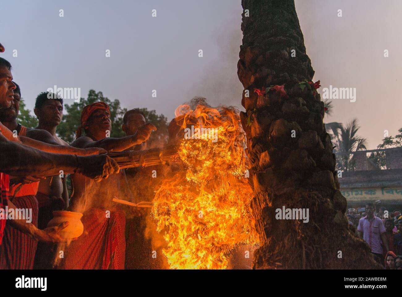 Traditional Charak Puja of the Hindu community celebrates with enthusiasm and festivity at Srimangal.The festival begins every year on the 30th of Ban Stock Photo