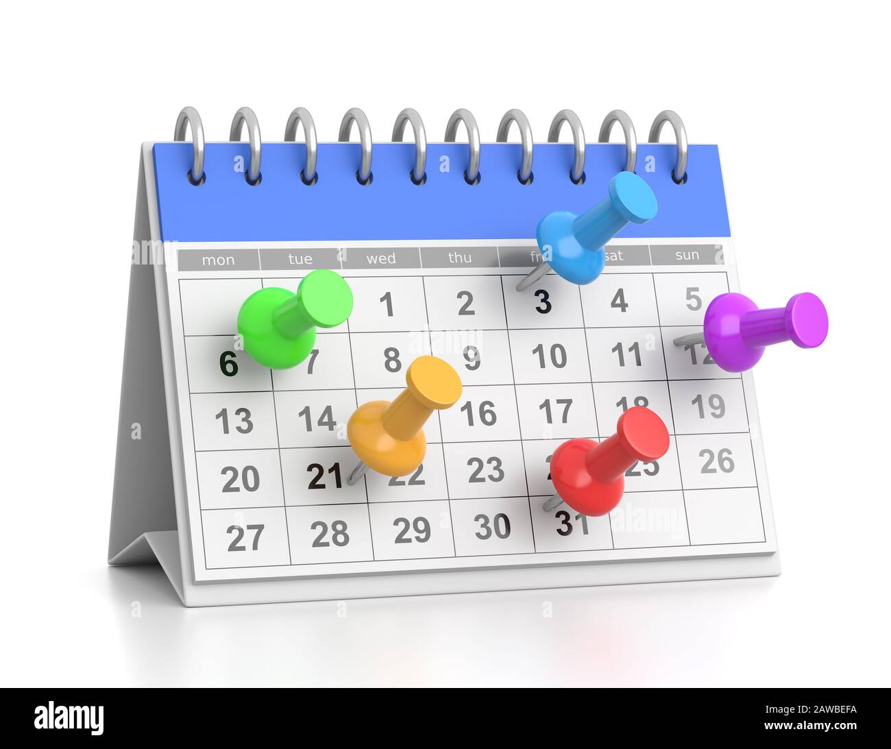 Desk Calendar Commitments Date Concept 3D Illustration Stock Photo