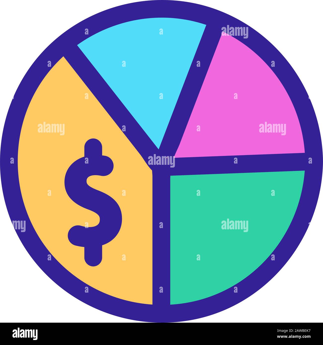 Dollar chart icon vector. Isolated contour symbol illustration Stock