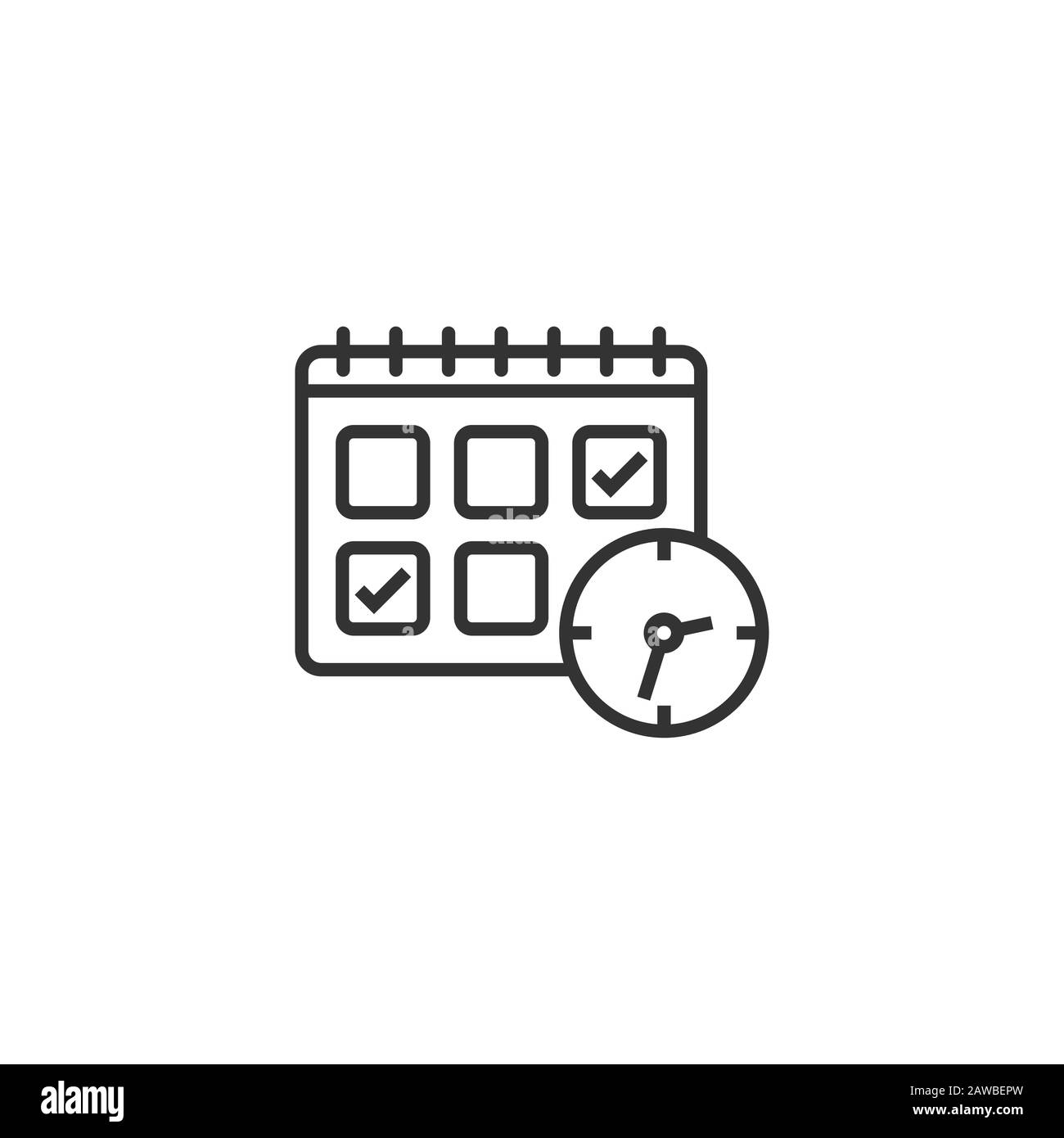 calendar-with-clock-icon-in-flat-style-agenda-vector-illustration-on