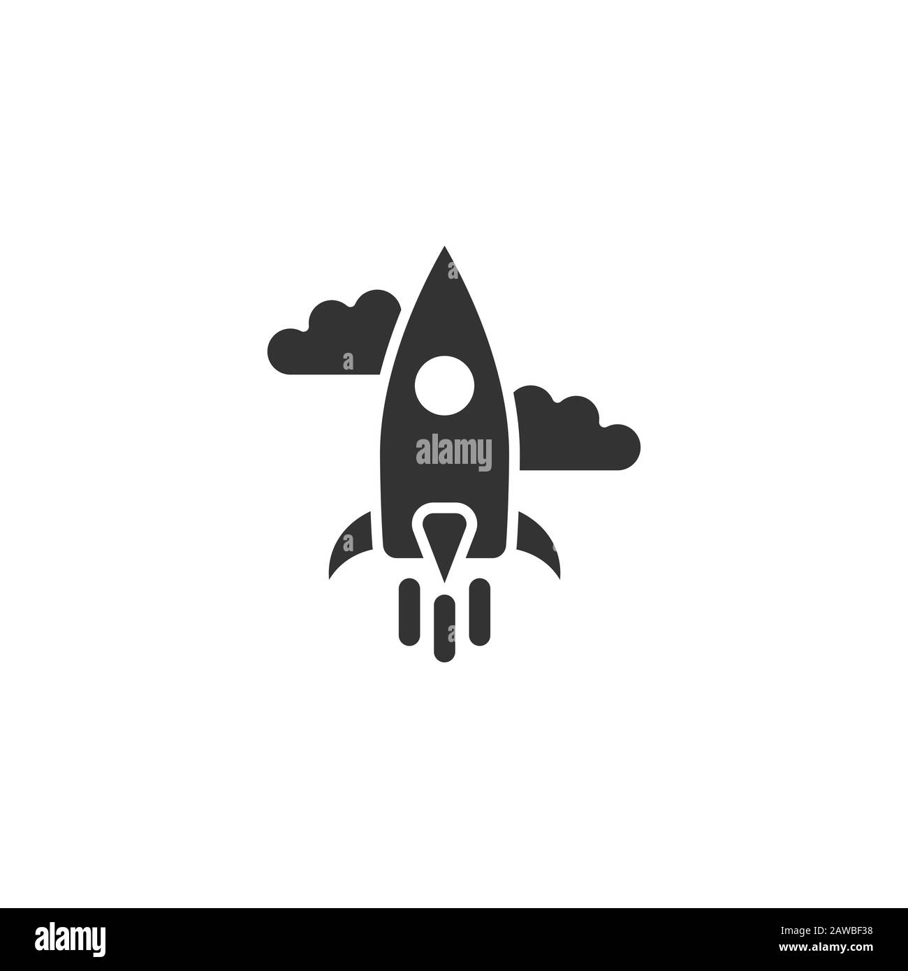 Rocket icon in flat style. Spaceship launch vector illustration on ...