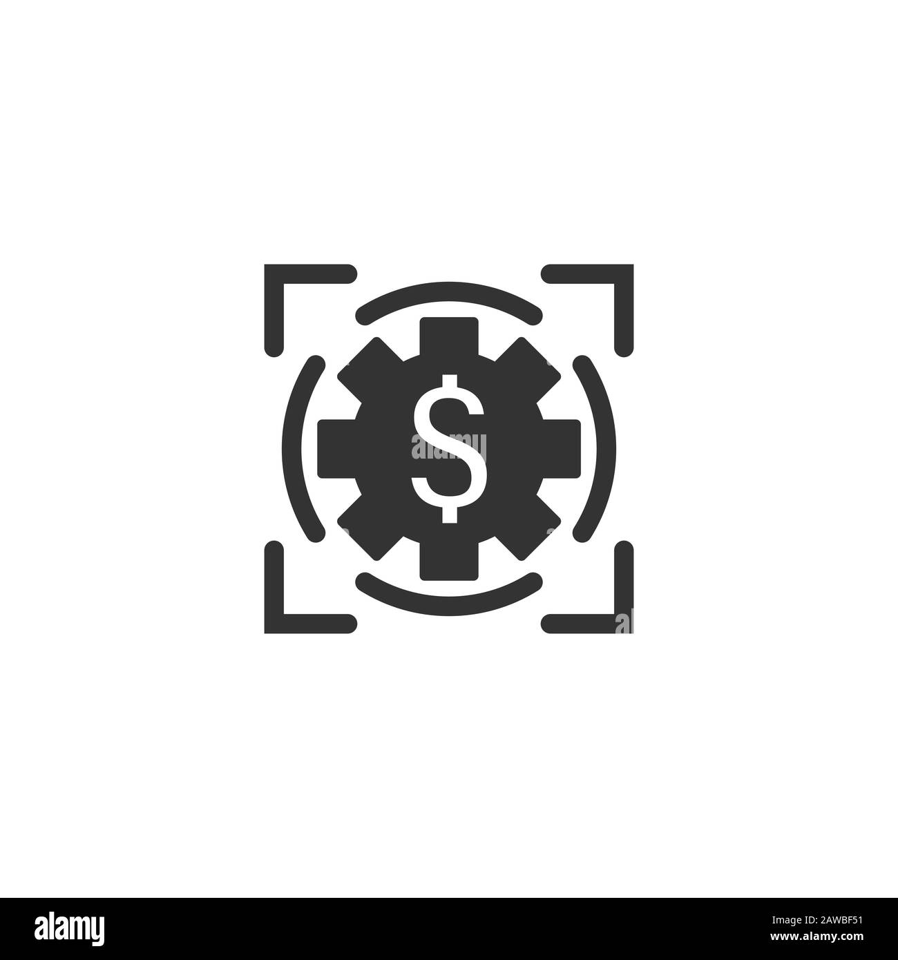 Money revenue icon in flat style. Dollar coin vector illustration on white isolated background. Finance structure business concept. Stock Vector