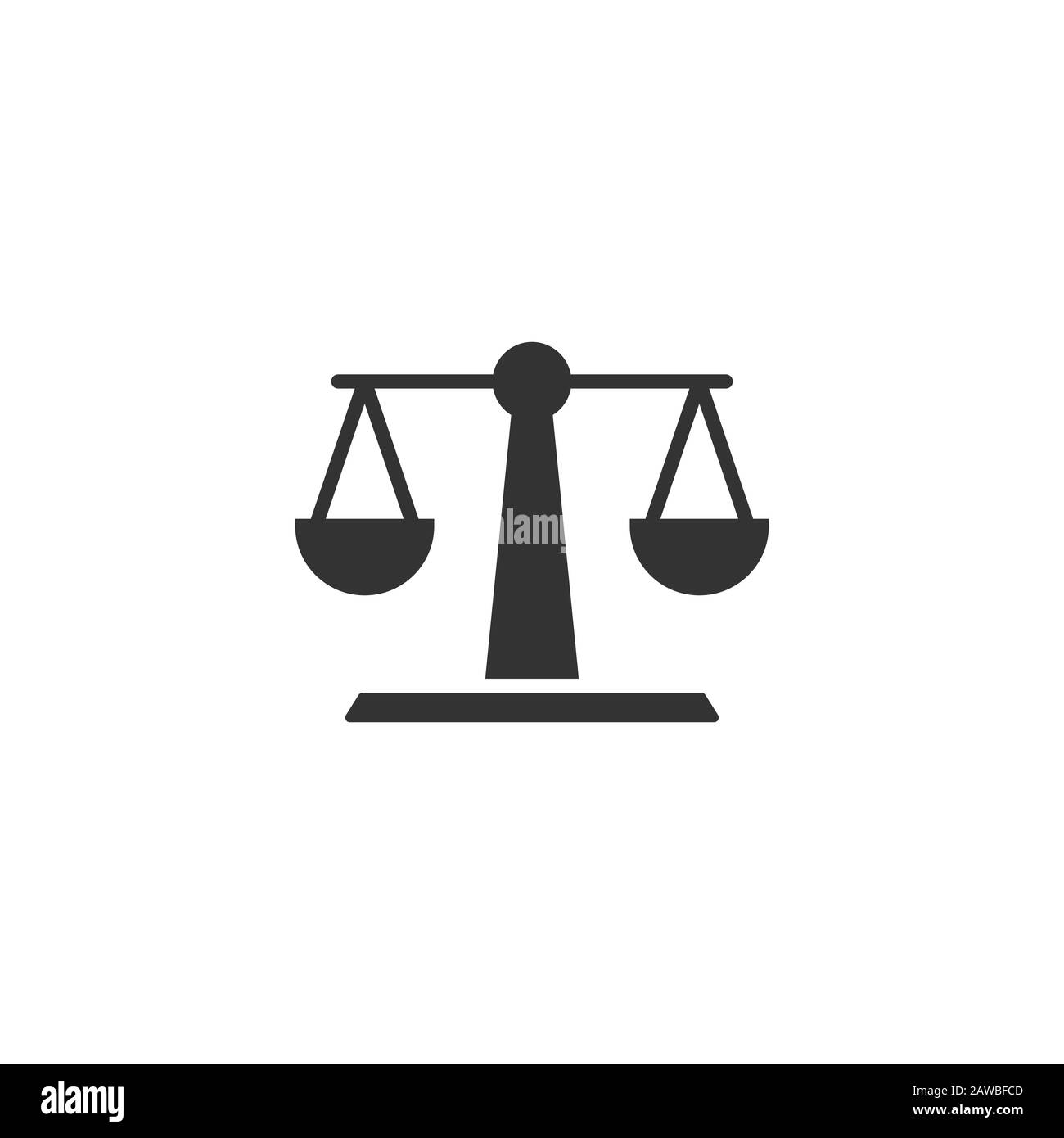 Scale balance icon in flat style. Justice vector illustration on white ...