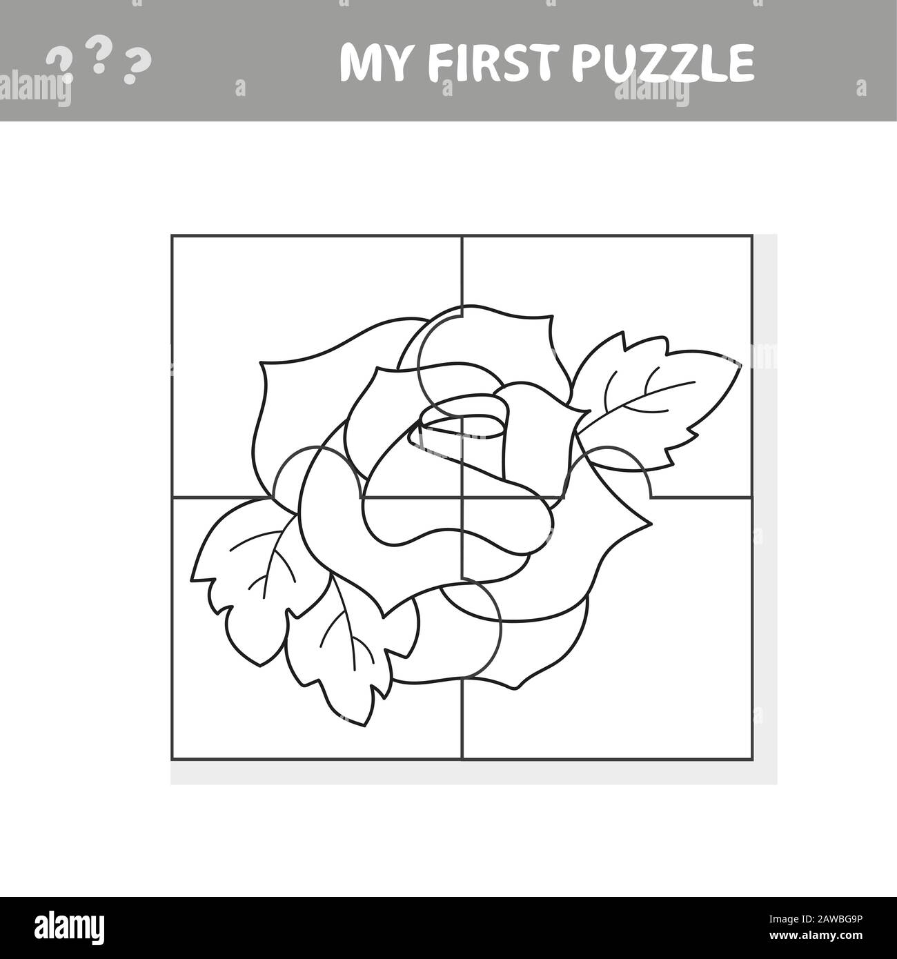 Download Easy Educational Paper Game For Kids Red Rose Puzzle My First Puzzle And Coloring Book Stock Vector Image Art Alamy