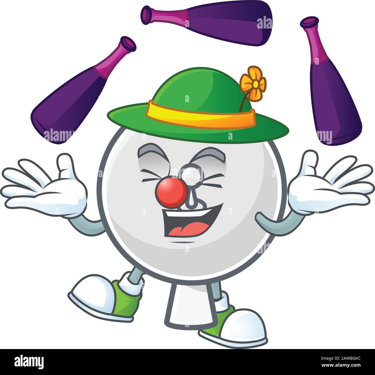 Smart satellite dish cartoon character style playing Juggling Stock