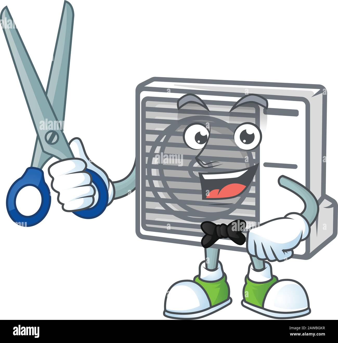 Happy smiling barber split air conditioner mascot design style Stock