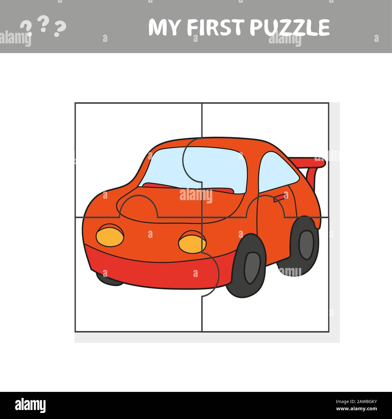 Cartoon Illustration of Puzzle Game Preschool Children with - My first puzzle Stock Vector & Art - Alamy