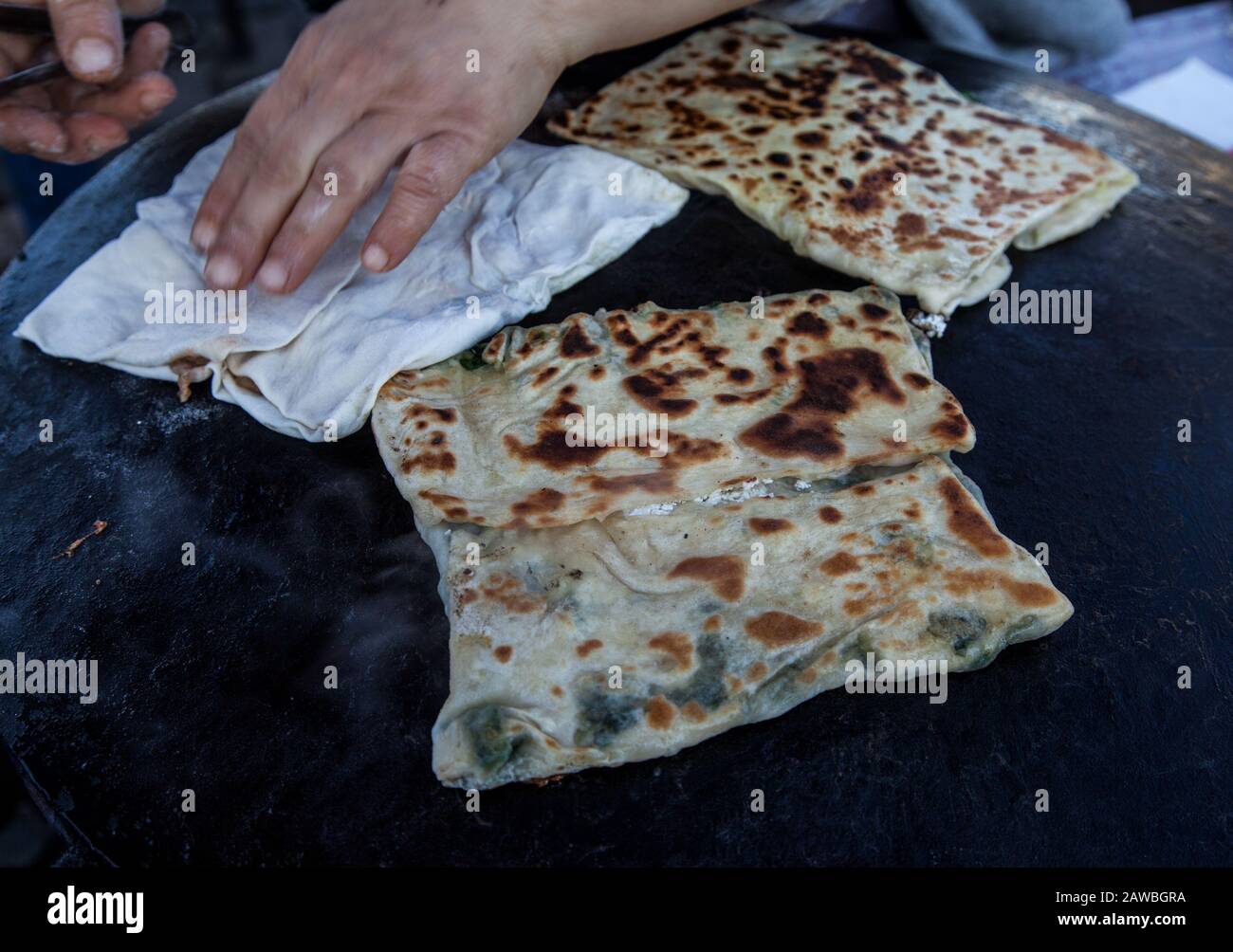 Turkish Famous Food is gozleme Stock Photo