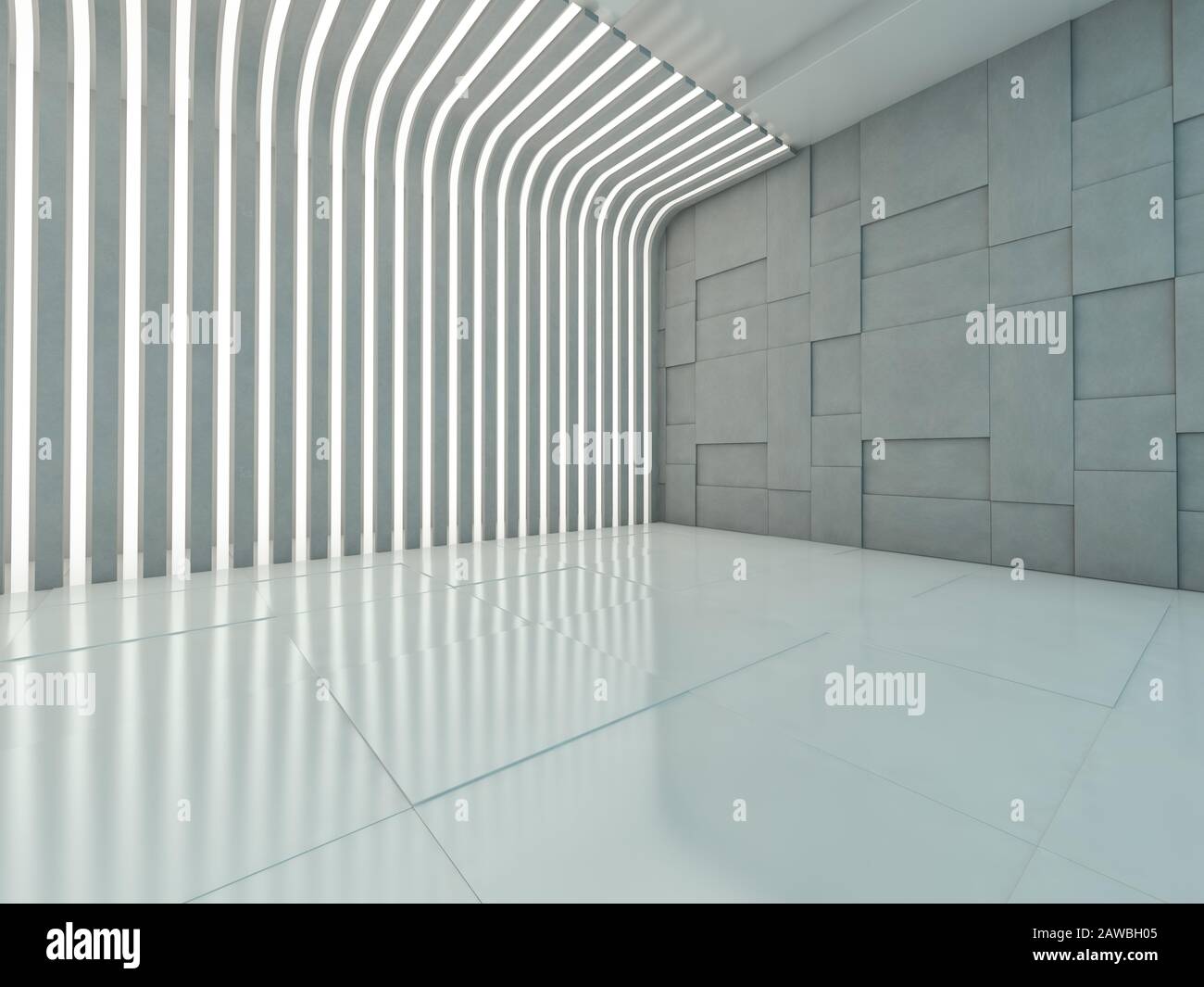 Abstract modern architecture background, empty open space interior. 3D ...