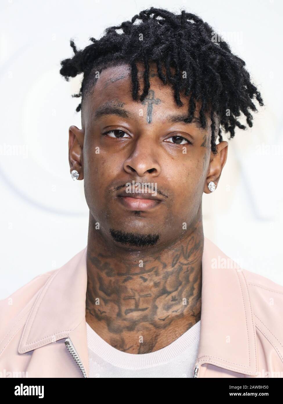 HOLLYWOOD, LOS ANGELES, CALIFORNIA, USA - FEBRUARY 07: 21 Savage arrives at  the Tom Ford: Autumn/Winter 2020 Fashion Show held at Milk Studios on  February 7, 2020 in Hollywood, Los Angeles, California,