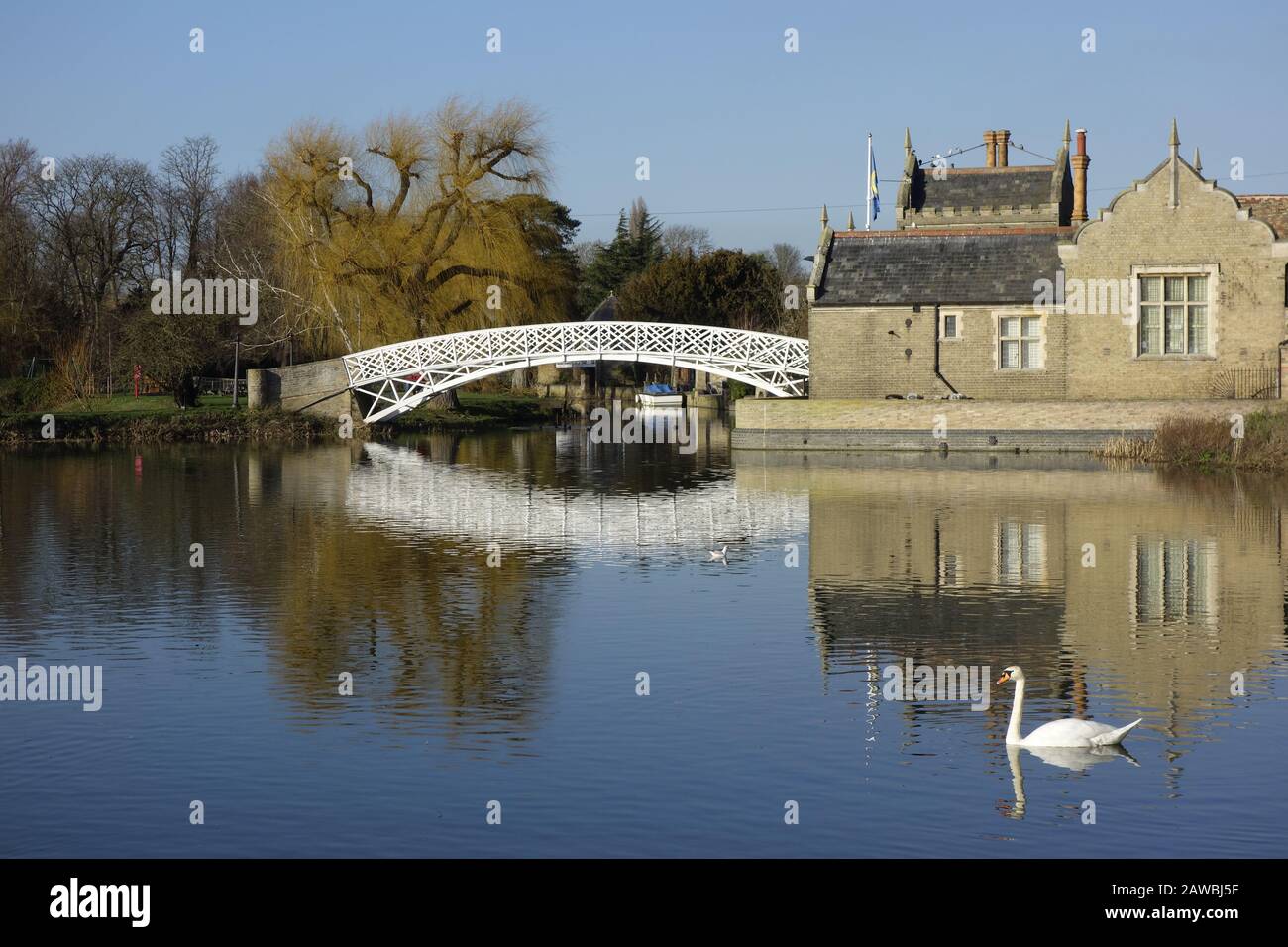 The Chinese Bridge is a landmark of our town and has stood since 1827. , godmanchester footbridge , huntingdon, england uk gb Stock Photo