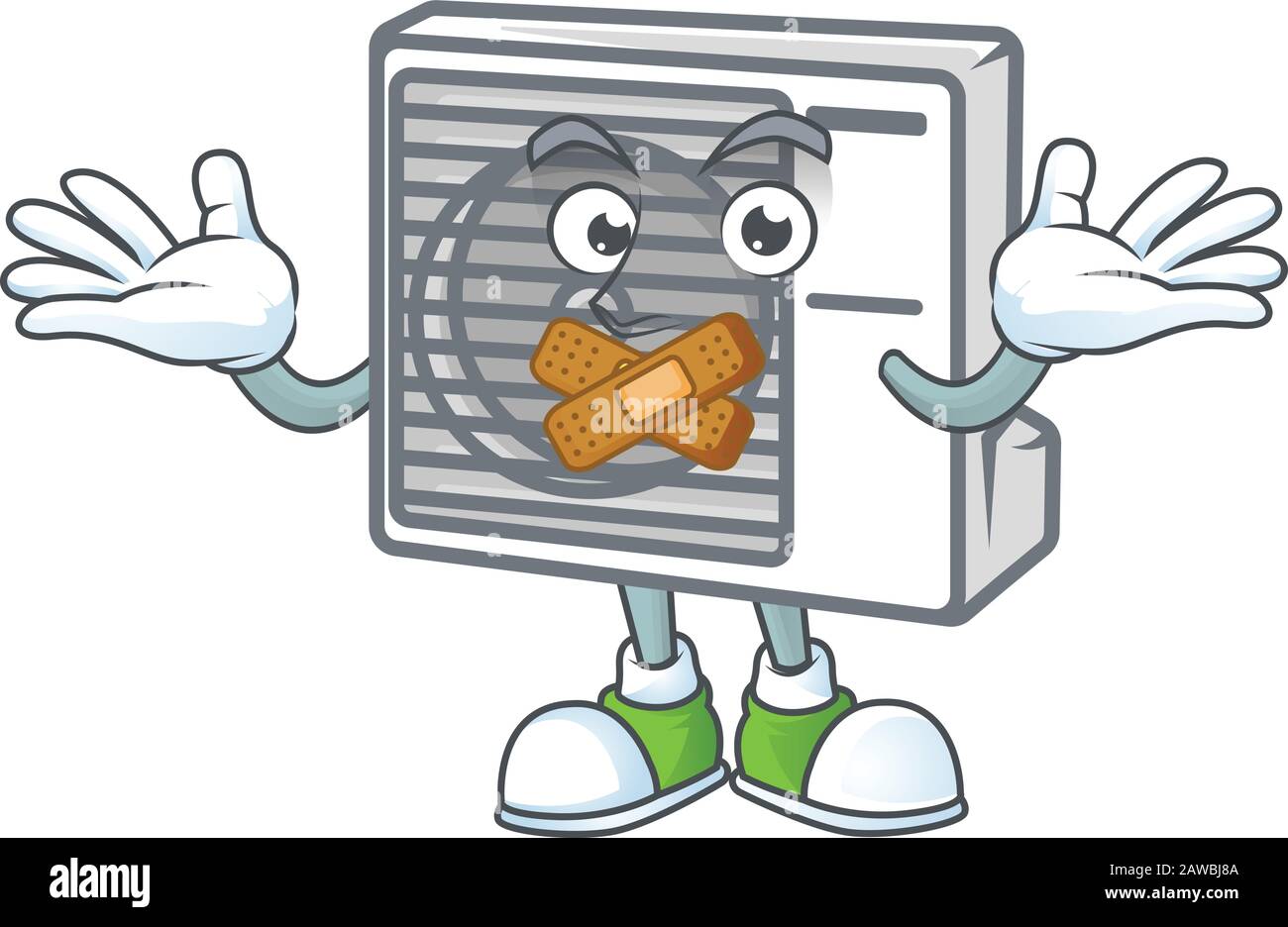 mascot cartoon character design of split air conditioner making a