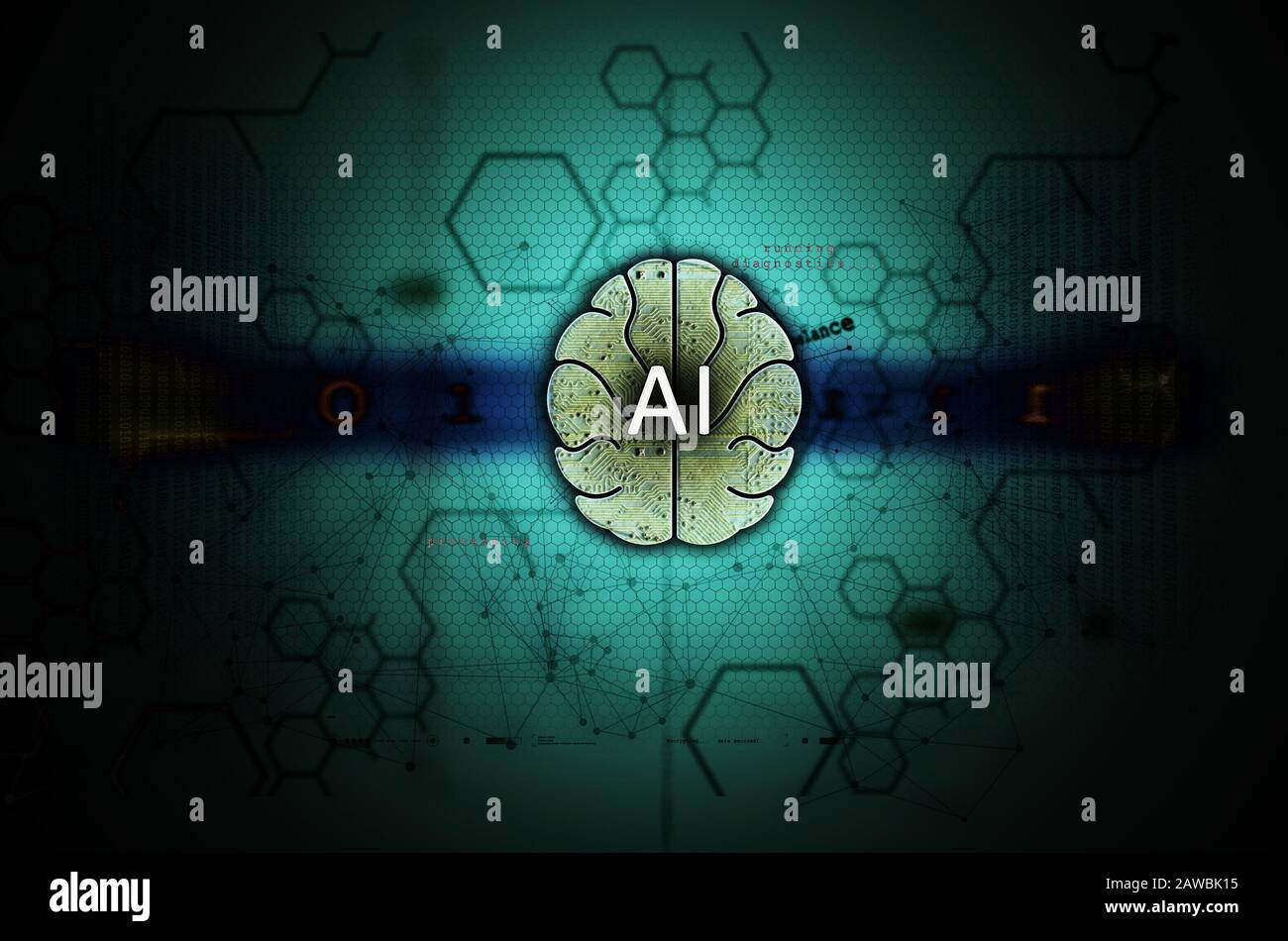 Artificial Intelligence and deep learning illustration wallpaper Stock Photo