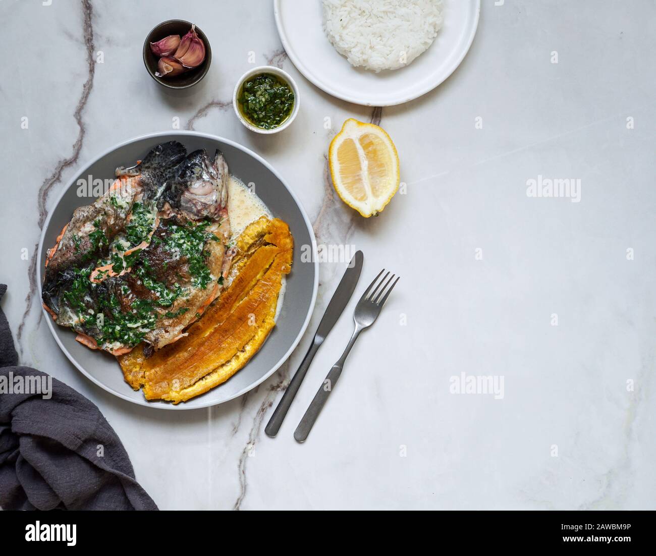 Colombian and Mexican, Venezuela food trucha al ajillo river trout