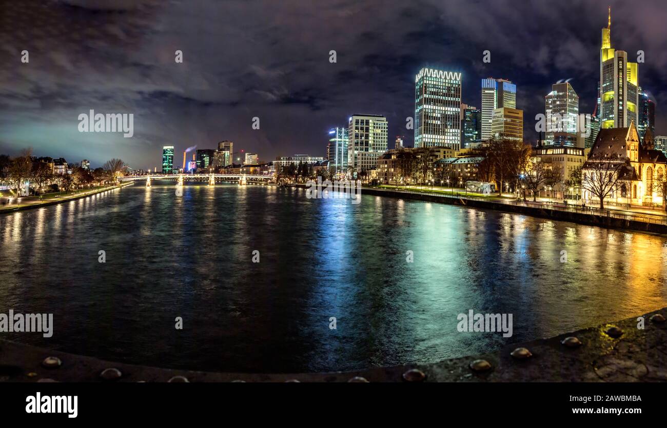 Frankfurt skyline at night Stock Photo - Alamy