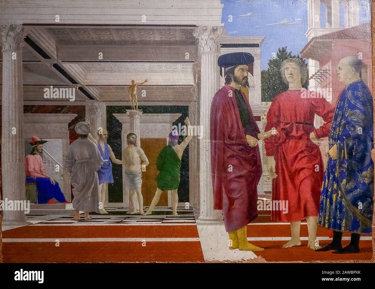 Italy Marche Urbino- Palazzo Ducale -  Galleria Nazionale delle Marche -  Flagellation of Christ By Piero della Francesca Stock Photo