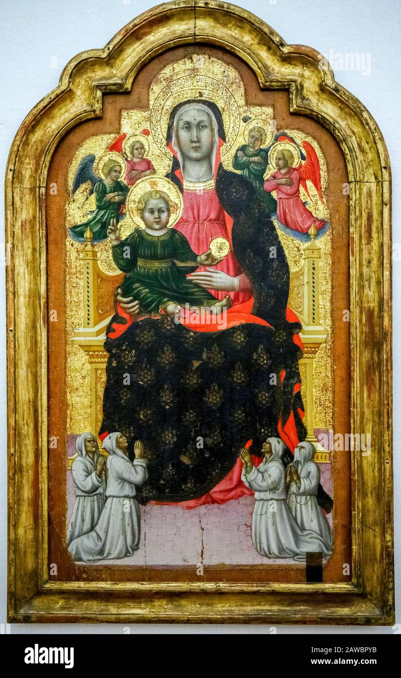 Italy Marche Urbino- Palazzo Ducale -  Galleria Nazionale delle Marche - Madonna and Child with Angels by Pietro Alemanno Stock Photo
