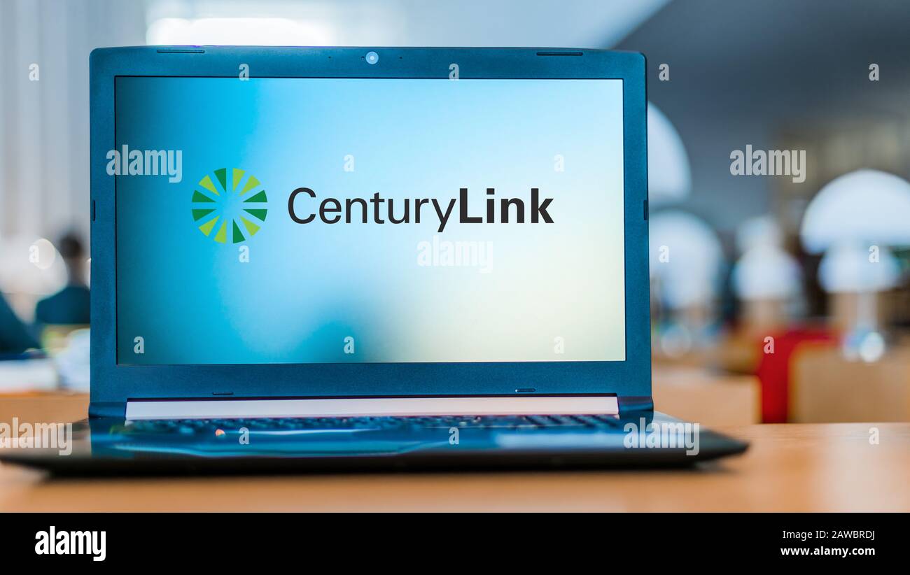 POZNAN, POL - DEC 11, 2019: Laptop computer displaying logo of CenturyLink, Inc., a global technology company that offers communications, network serv Stock Photo