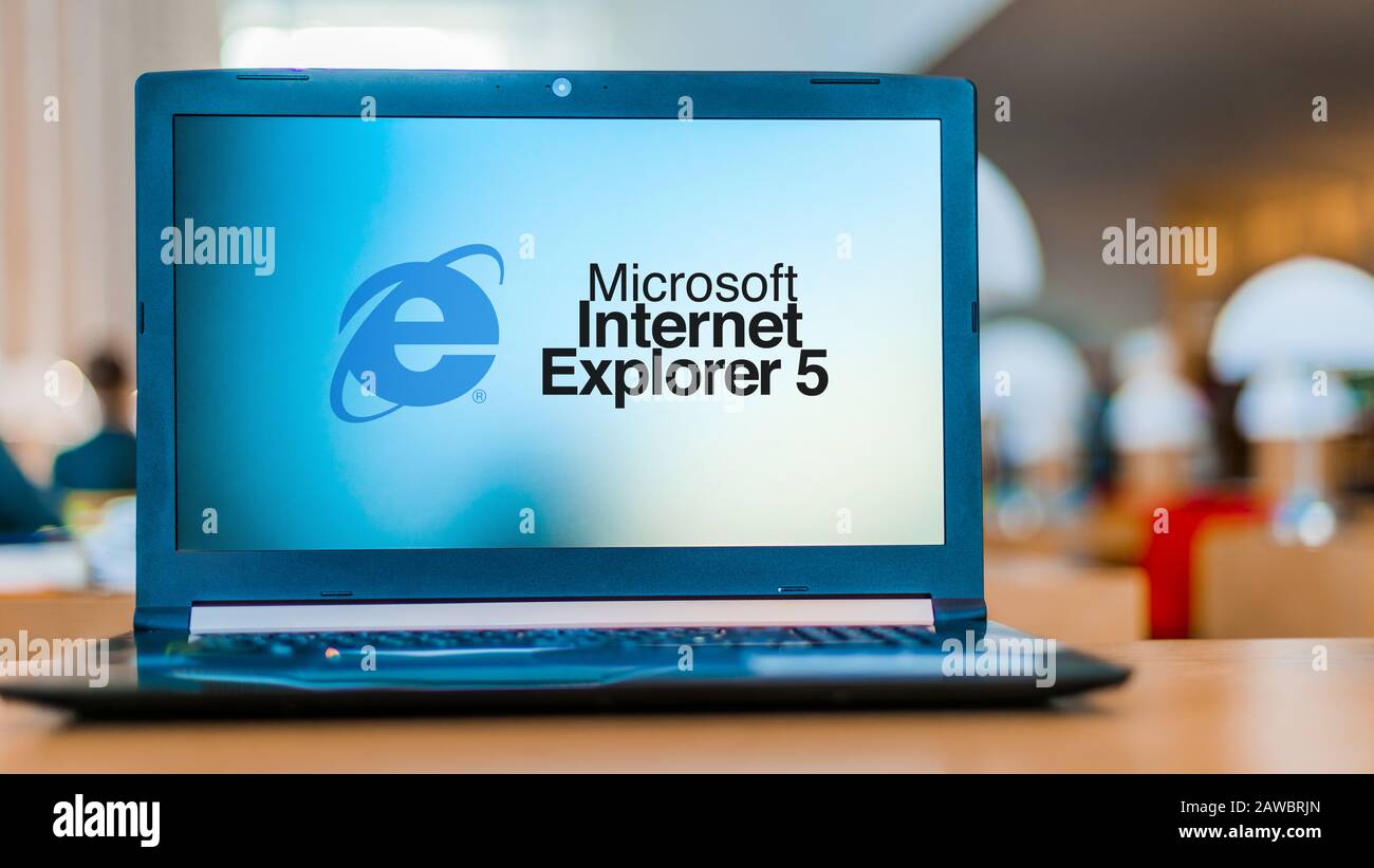 POZNAN, POL - DEC 11, 2019: Laptop computer displaying logo of Internet ...