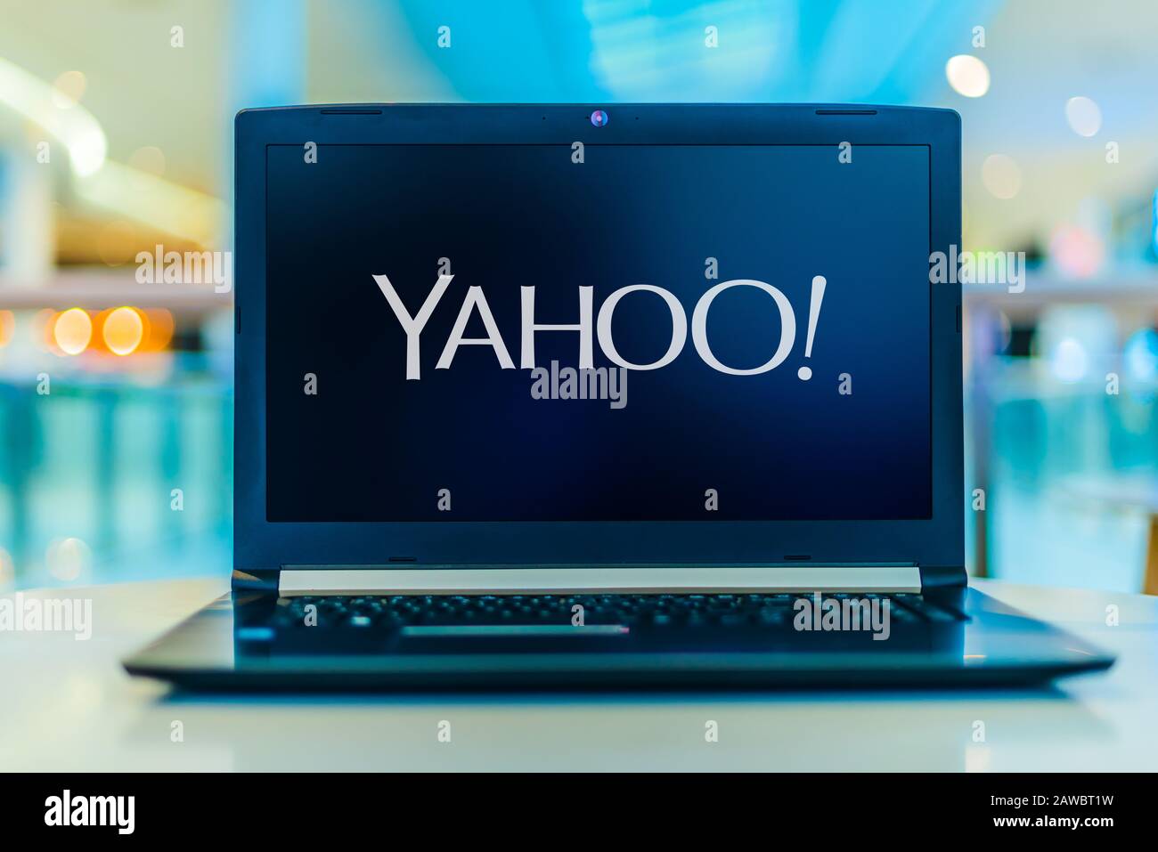 POZNAN, POL - JAN 30, 2020: Laptop computer displaying logo of Yahoo, a web services provider headquartered in Sunnyvale, California and owned by Veri Stock Photo