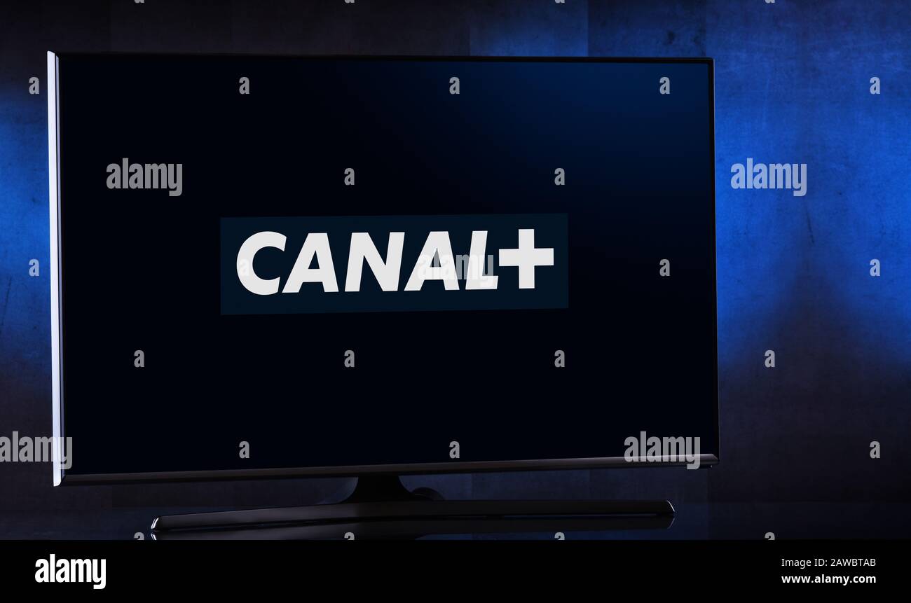POZNAN, POL - FEB 04, 2020: Flat-screen TV set displaying logo of Canal+  (Canal Plus), a French premium television channel Stock Photo - Alamy