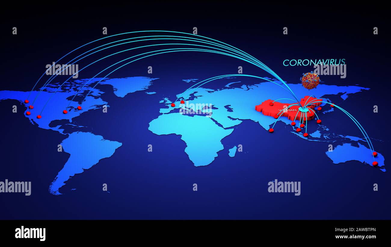 Spread of 2019 novel coronavirus, illustration Stock Photo