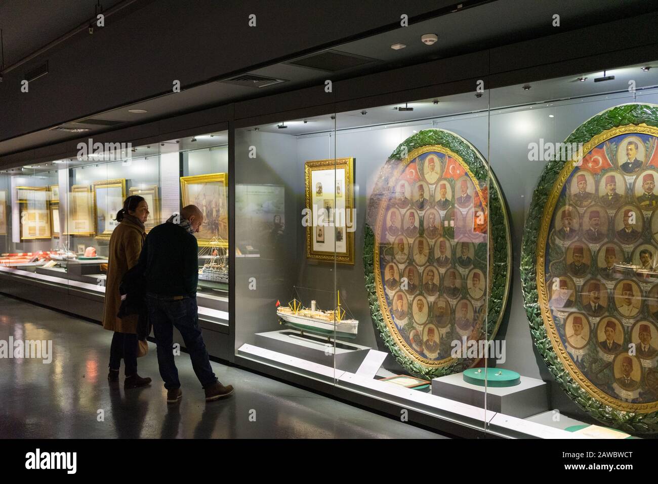 Istanbul, Turkey - Jan 12, 2020: Items displayed for Exhibition in The Istanbul Naval Museum, Turkey. Stock Photo