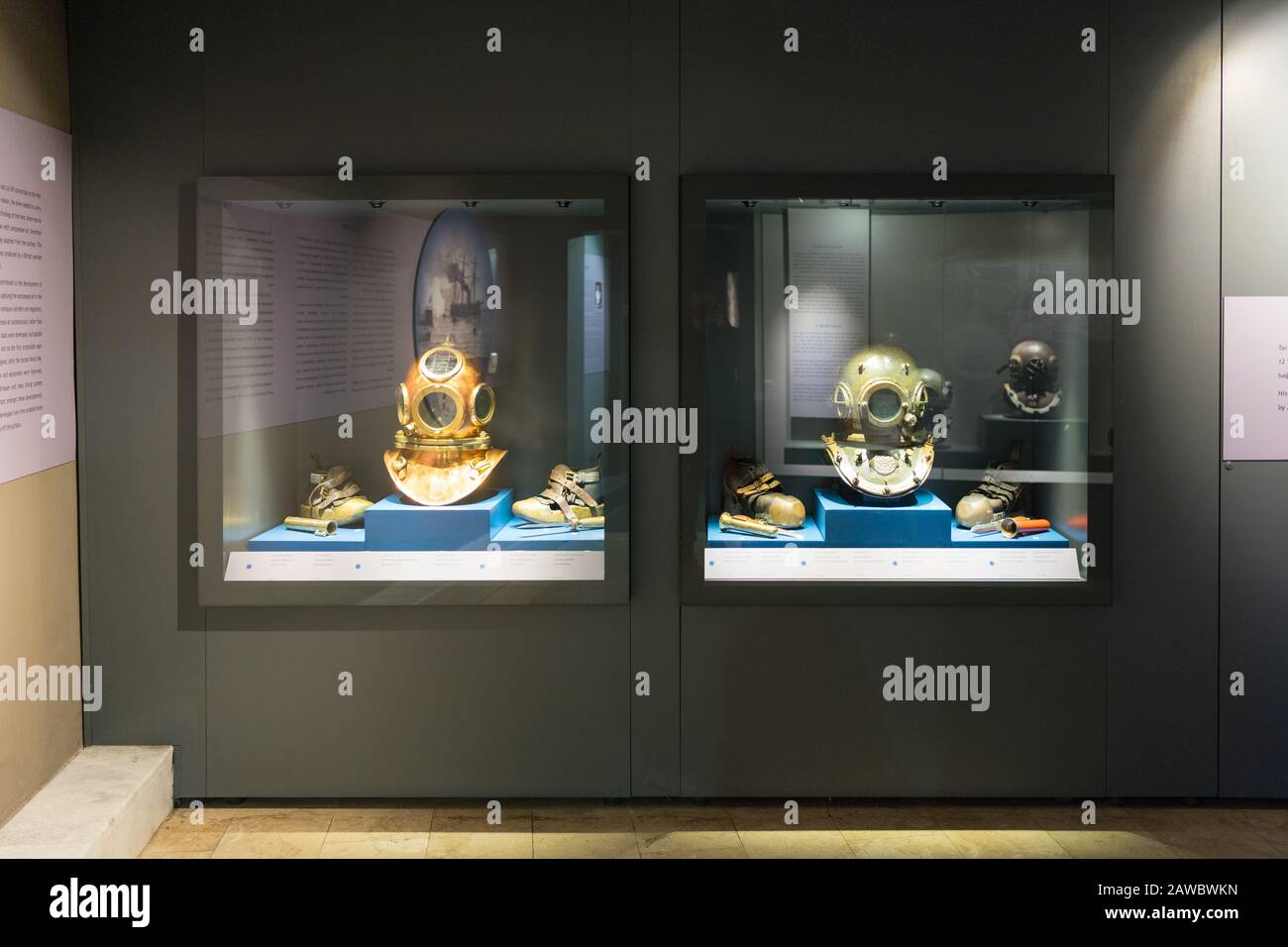 Istanbul, Turkey Jan 12, 2020 diving equipment on display for