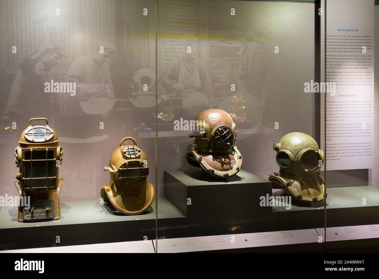 Istanbul, Turkey Jan 12, 2020 diving equipment on display for