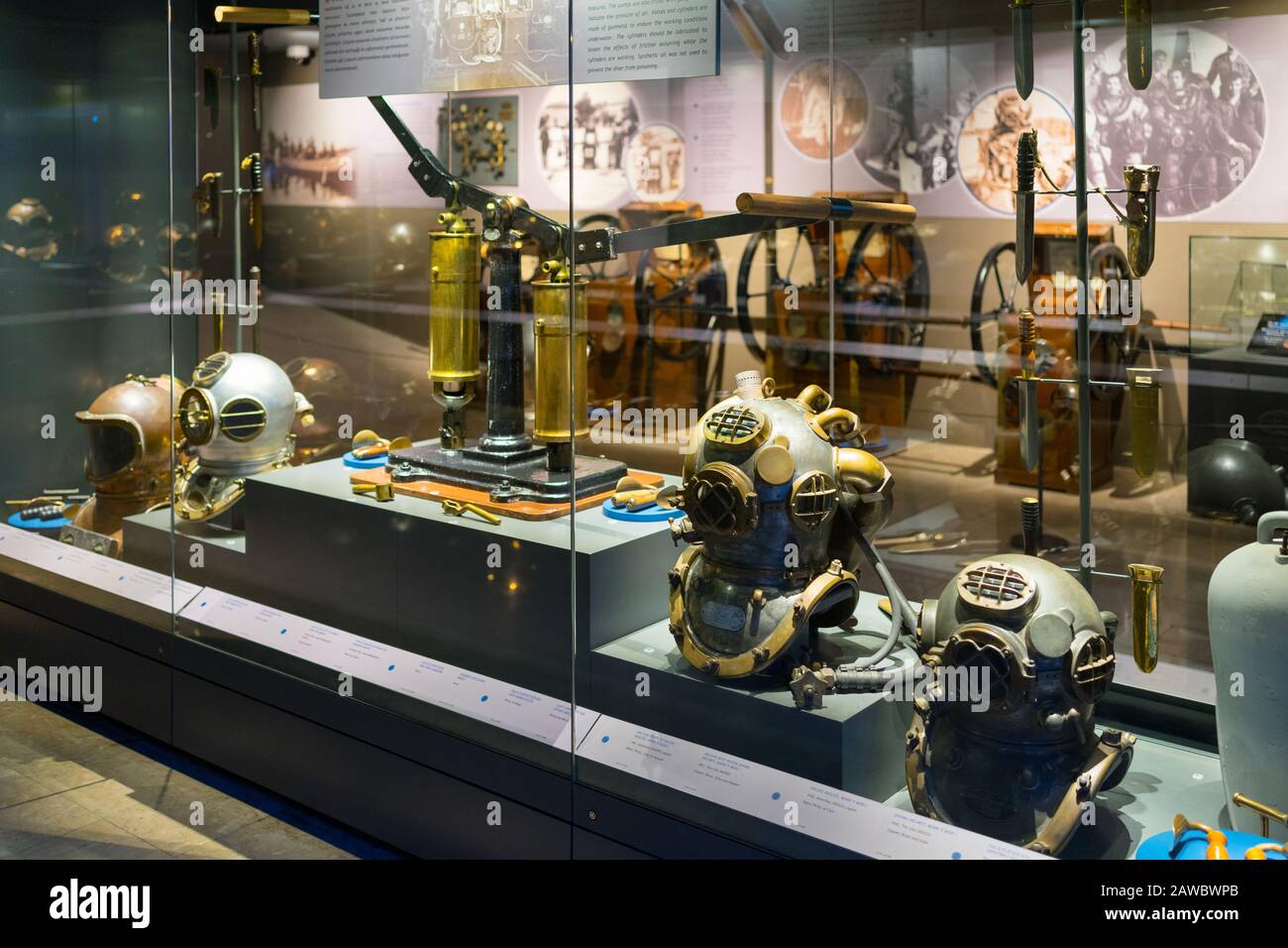 Istanbul, Turkey Jan 12, 2020 diving equipment on display for
