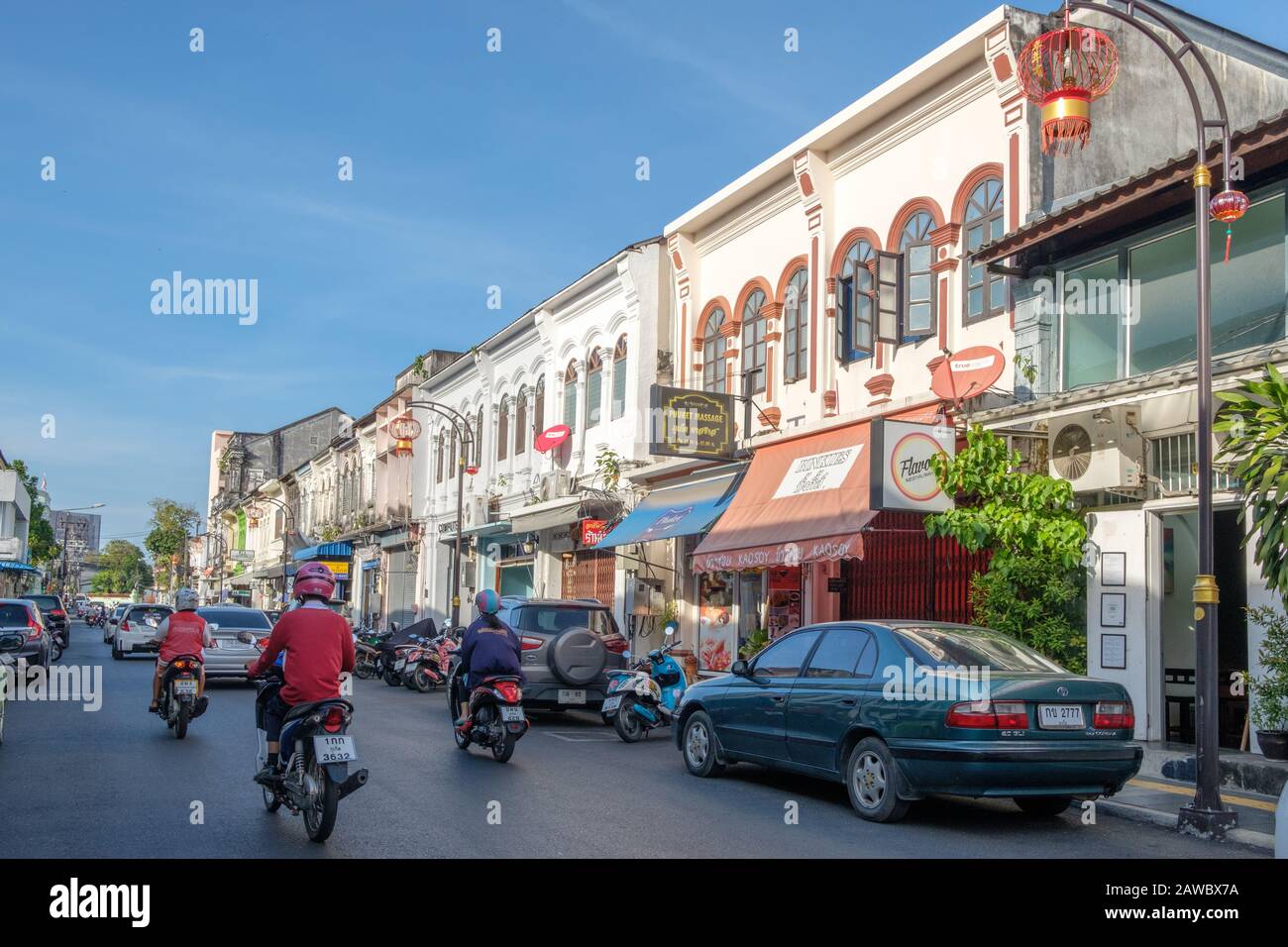 Phuket Old Town also regarded as Chinatown in Phuket is a popular travel destination characterized by Sino-Portuguese architecture. Stock Photo