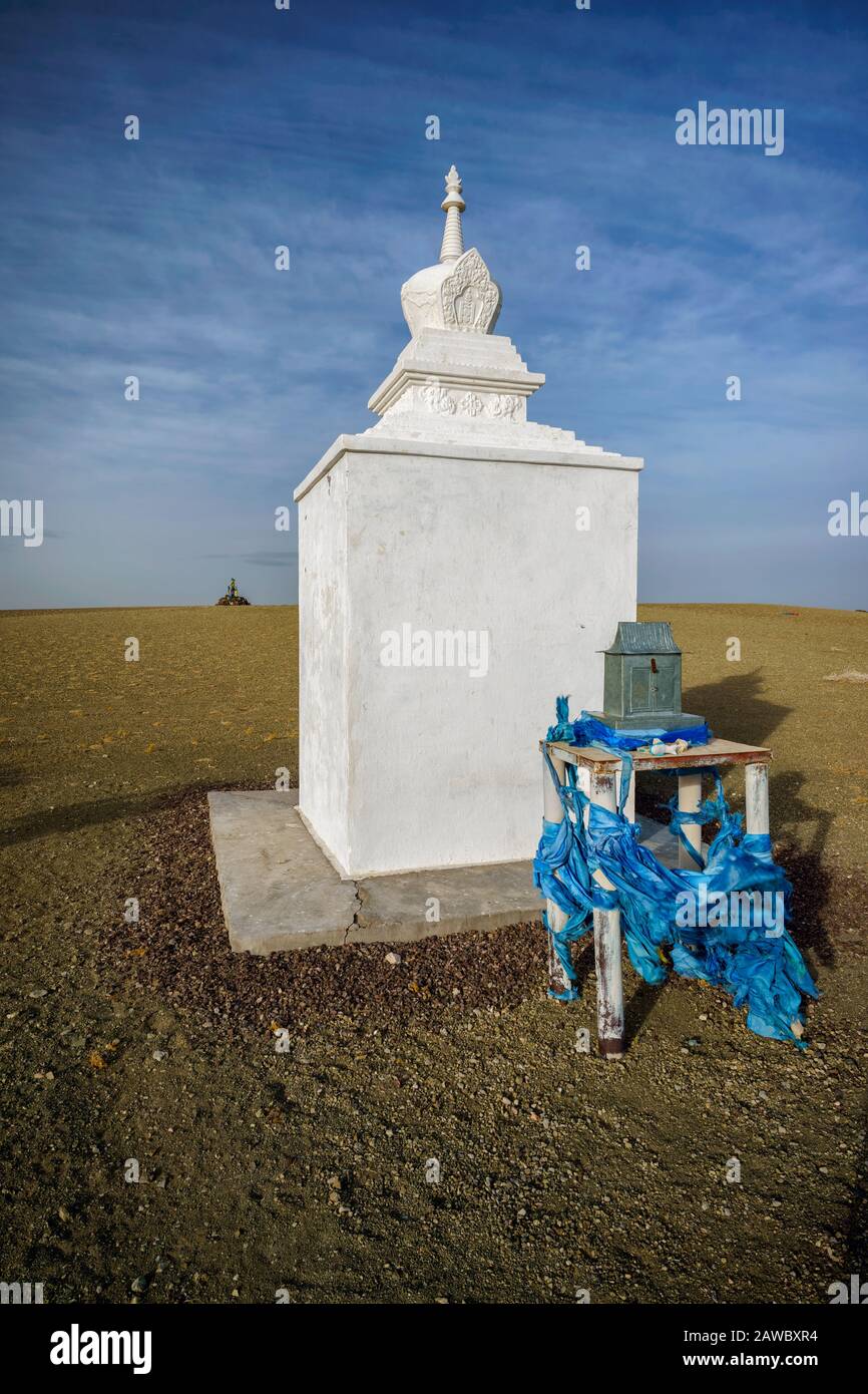 A cultural monument in the Gobi Desert in Mongolia. Stock Photo