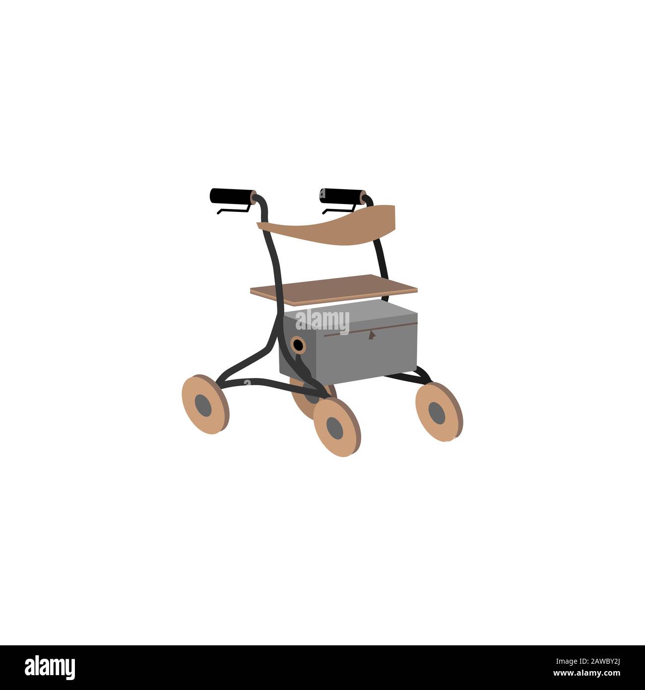 Rollator for older people and rehabilitation. Colorful flat style vector illustration can be used in greeting cards, posters, flyers, banners, promotions, invitations, hospital promotions etc. EPS10 Stock Vector