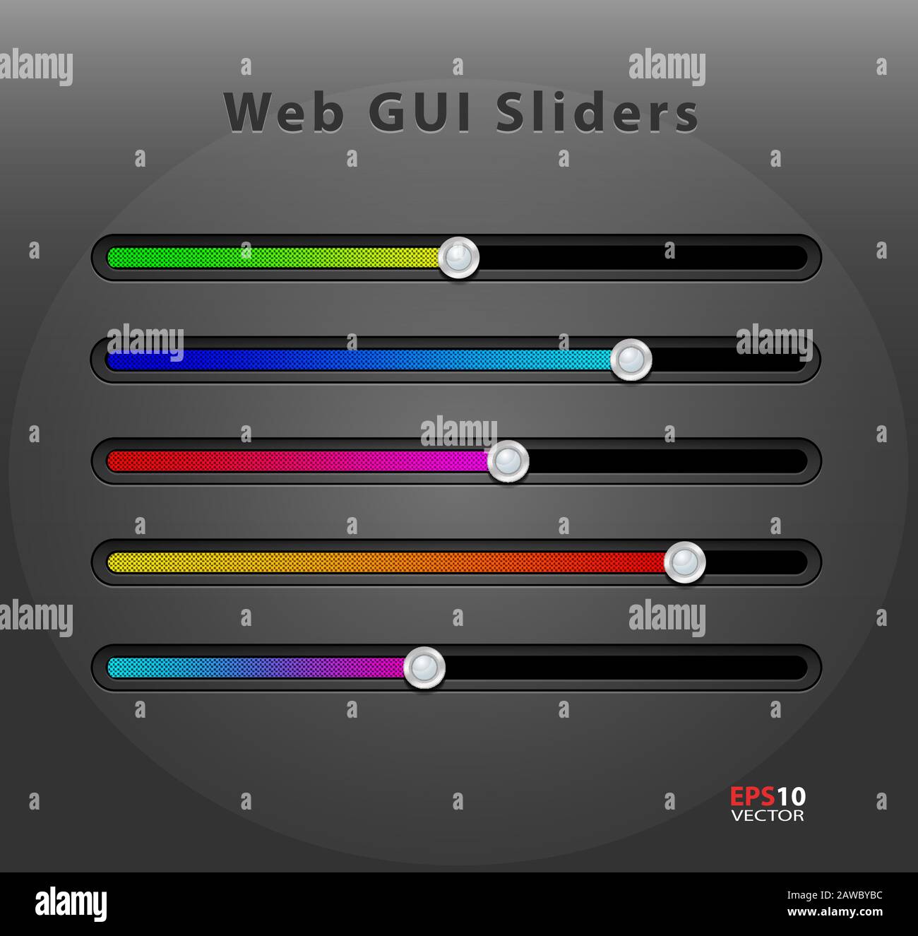 Creative design of dynamic web interface sliders easily to be recolored ...