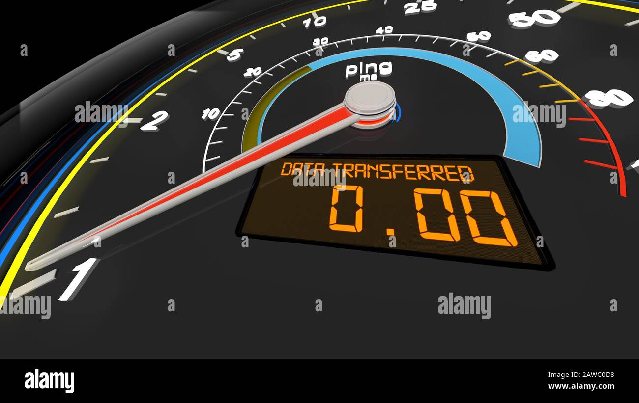 Internet Bandwidth Download Upload Speed Meter 3D Illustration Stock ...