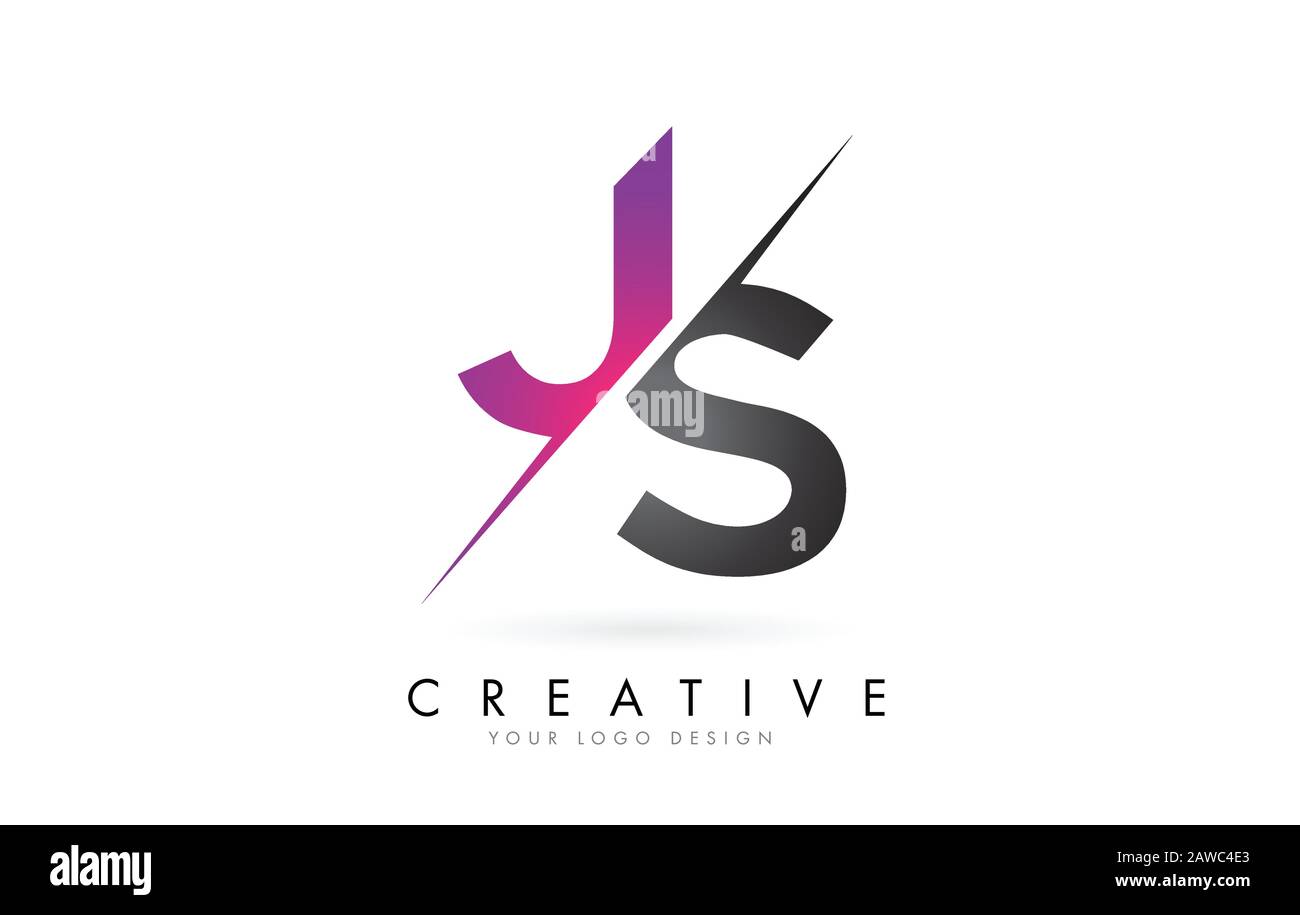 JS J S Letter Logo with Color block Design and Creative Cut. Creative logo design. Stock Vector