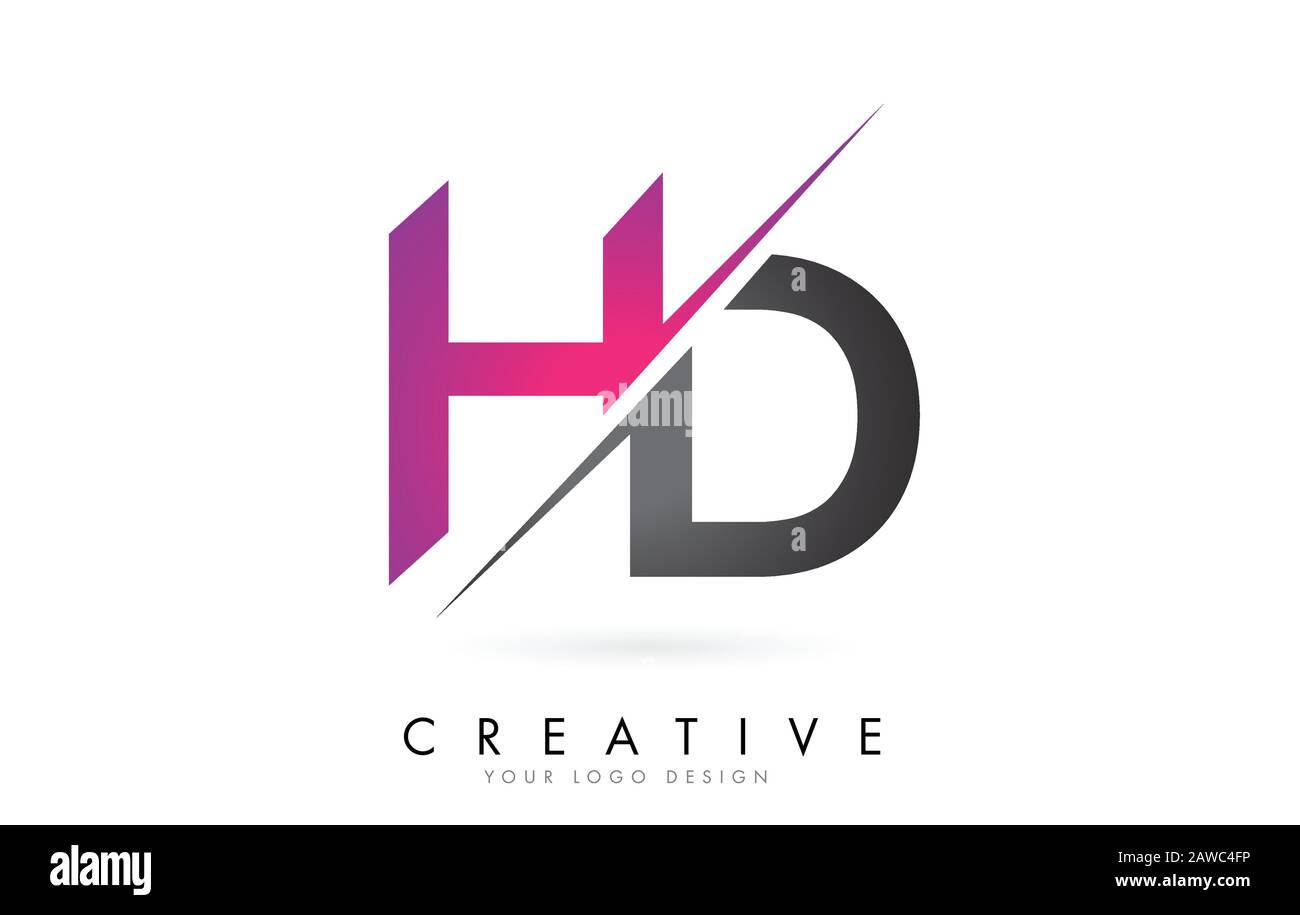 HD H D Letter Logo with Color block Design and Creative Cut. Creative ...