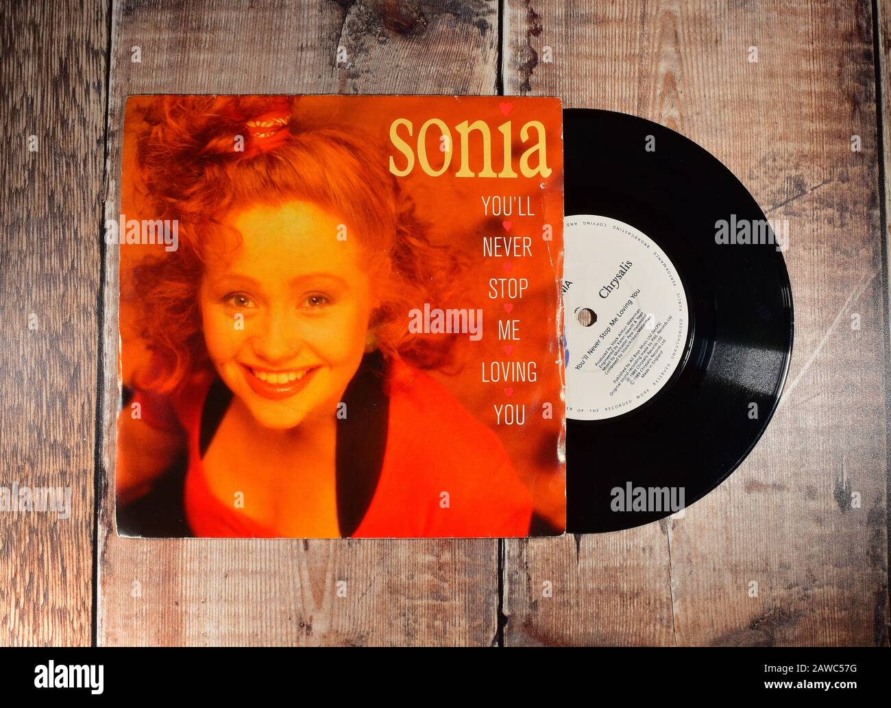 Sonia - you'll never stop me loving you - 7 inch single Stock Photo - Alamy