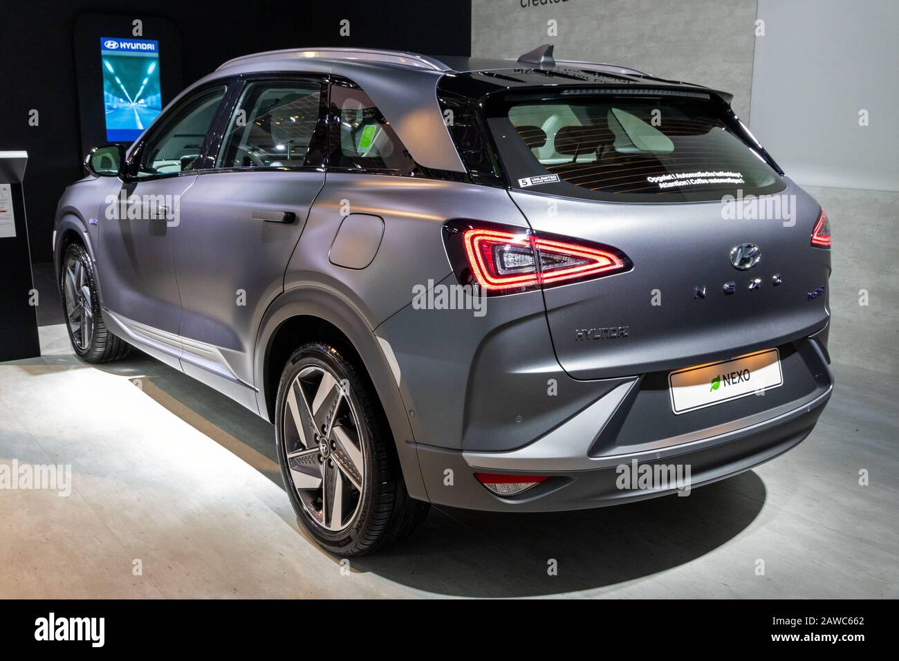 BRUSSELS - JAN 9, 2020: New Hyundai Nexo hydrogen fuel cell powered ...
