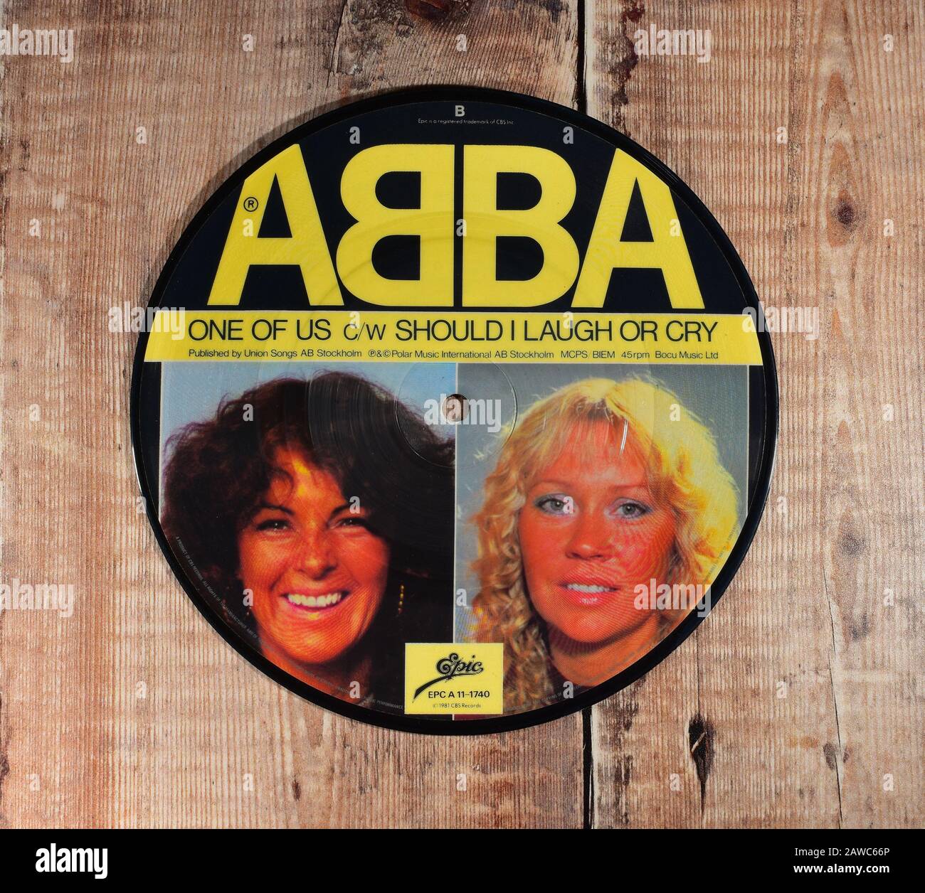 ABBA One of us - should I laugh or cry 7 inch single Stock Photo - Alamy