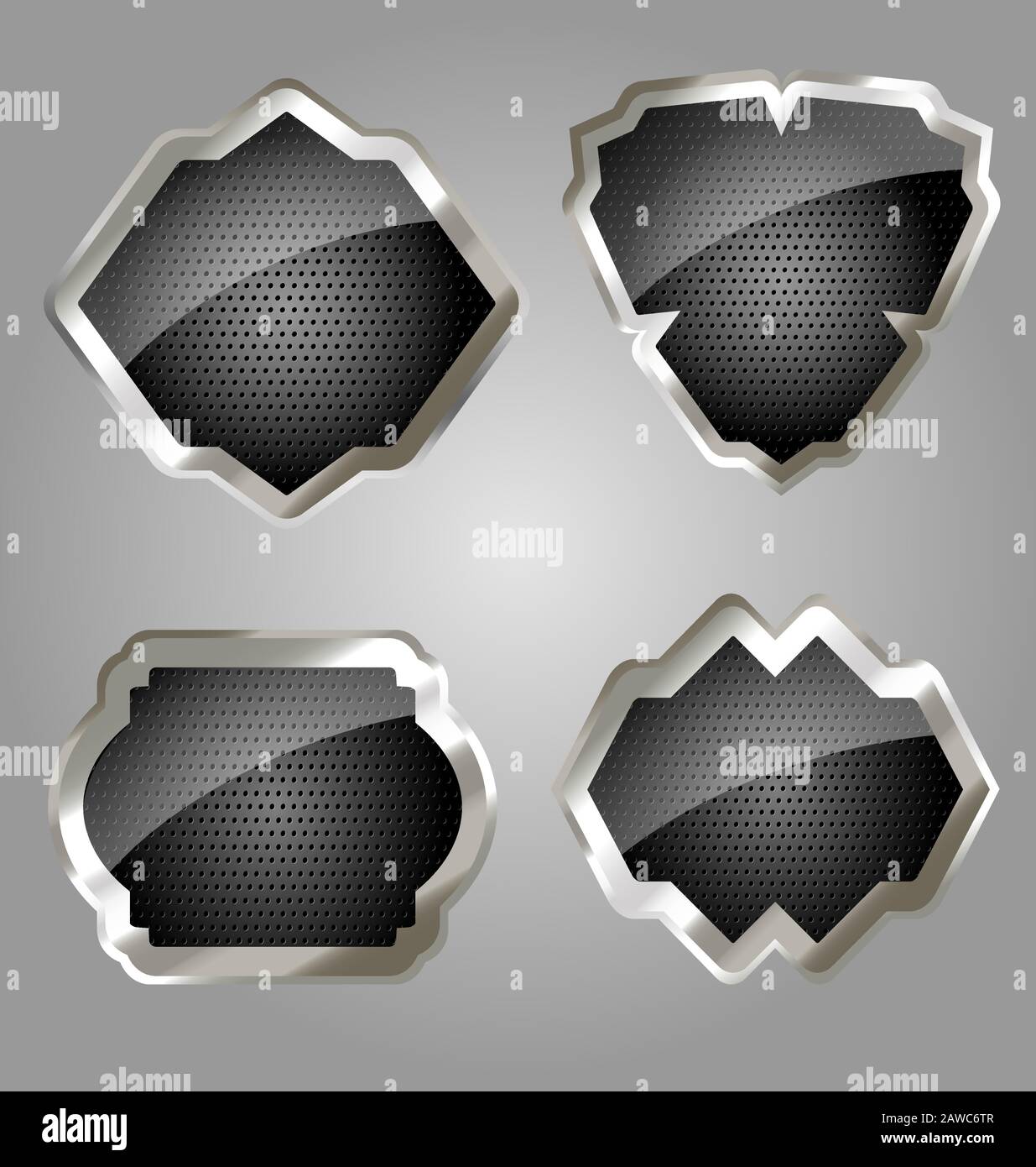 Metallic embleme shields collection for creative design tasks Stock ...