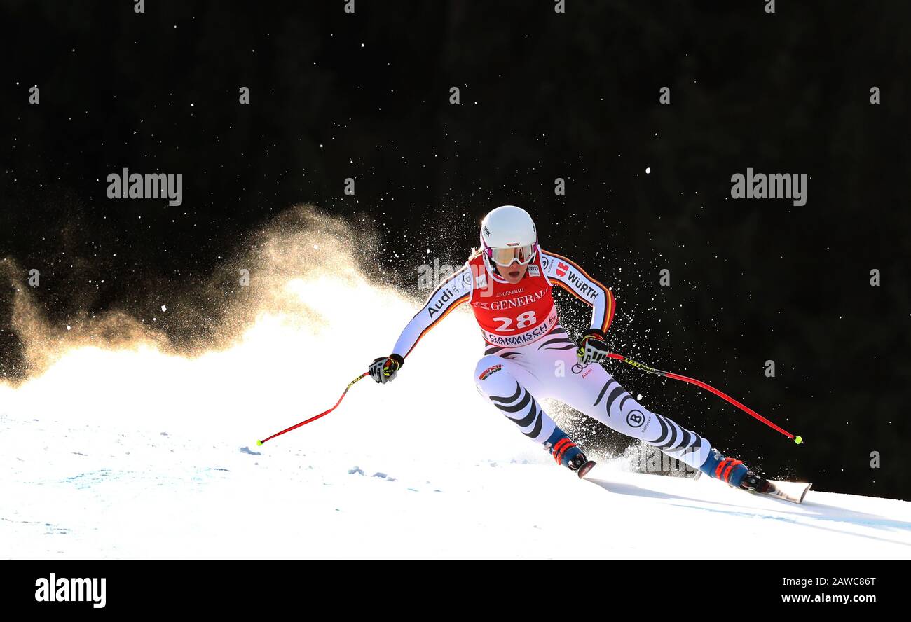 Garmisch Partenkirchen, Germany. 08th Feb, 2020. alpine skiing: world cup, downhill, ladies: Michaela Wenig from Germany is driving on the track. Credit: Karl-Josef Hildenbrand/dpa/Alamy Live News Stock Photo
