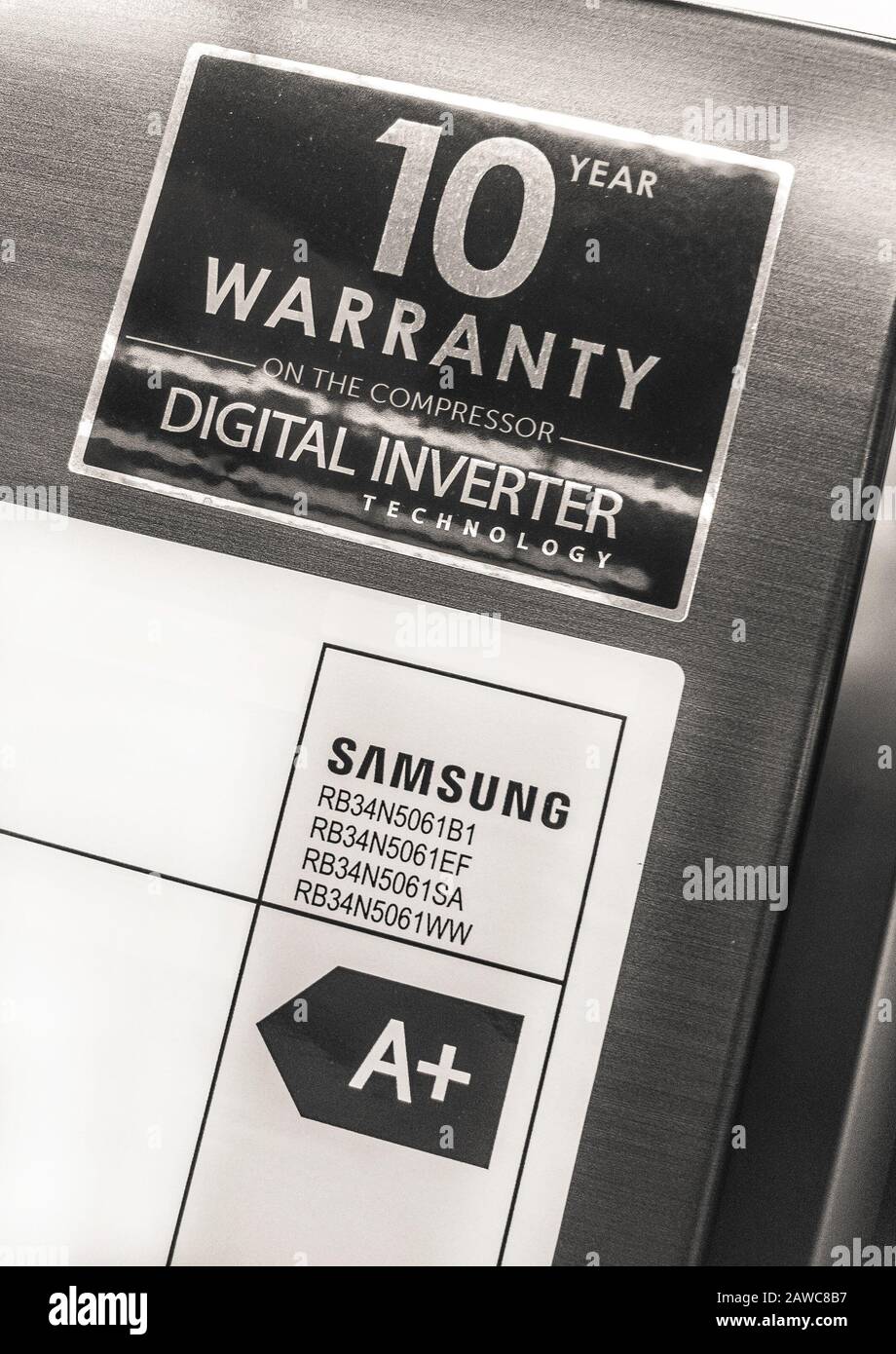 warranty information and classification of the appliance is placed on