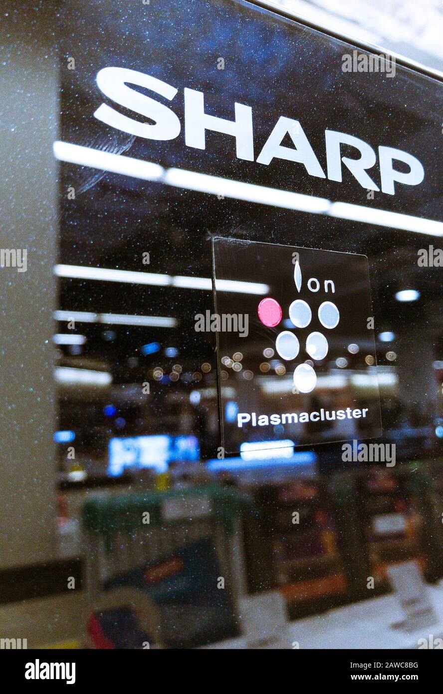 2020: logotype of the Sharp corp, placed on electronic store Stock Photo