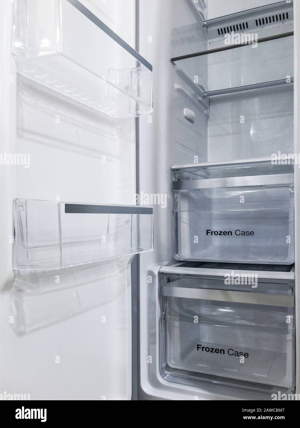 closeup of the deep freezer Stock Photo